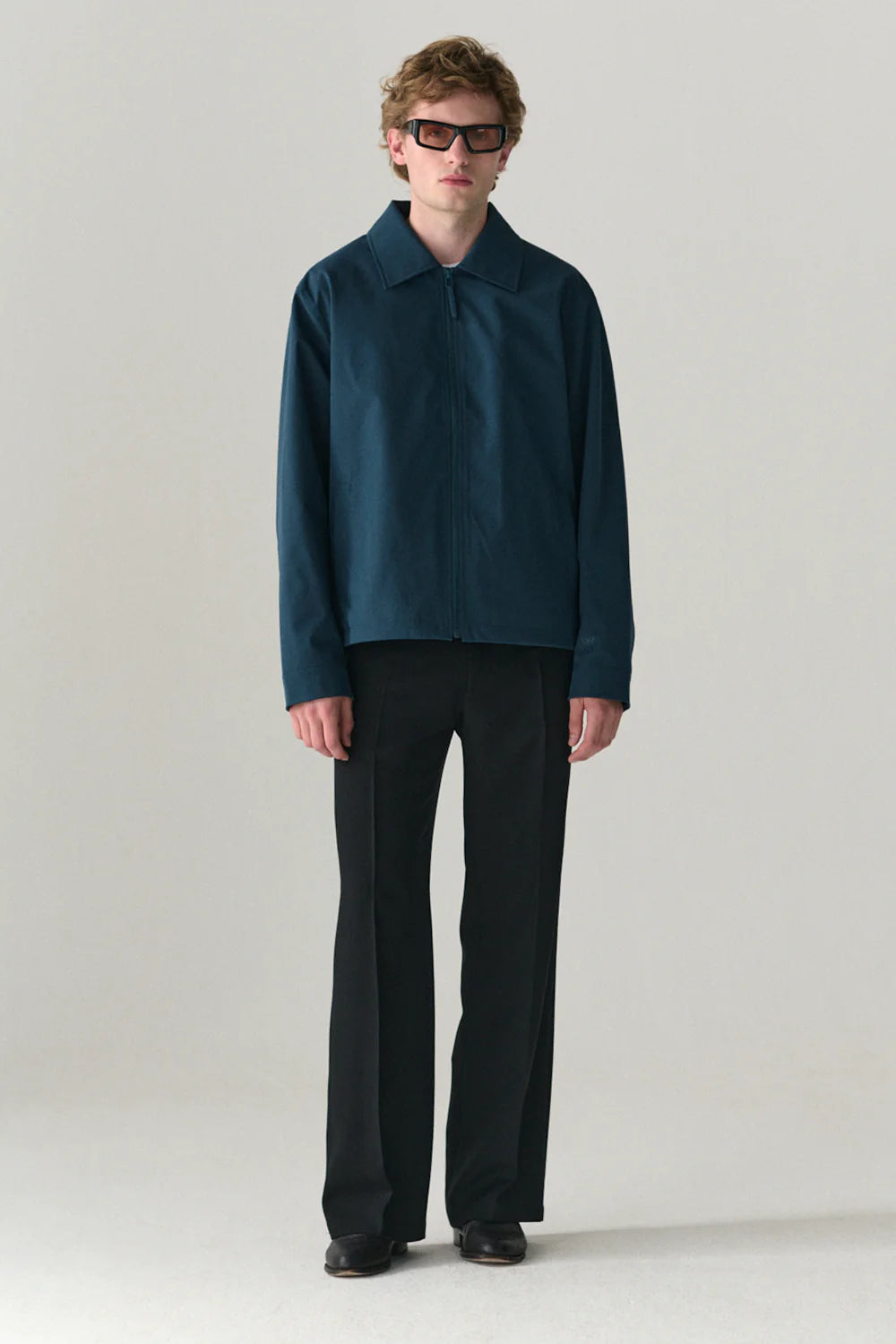 Zip Up Crinkle Jacket - Vintage Blue