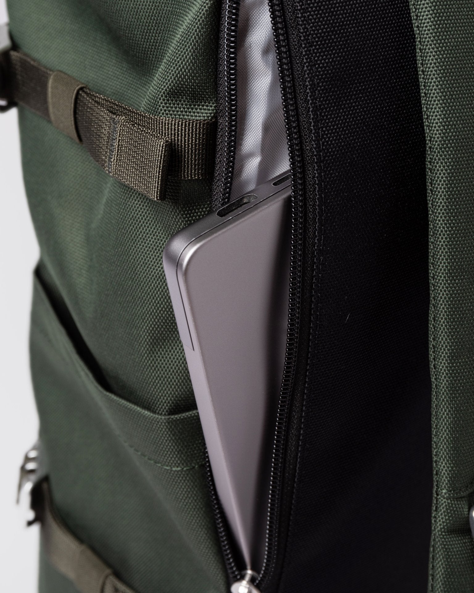 Icon 16" Rolltop Backpack - Dawn Green/Dark Brown Leather