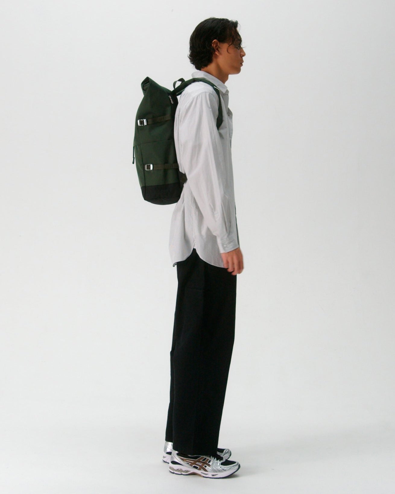 Icon 16" Rolltop Backpack - Dawn Green/Dark Brown Leather