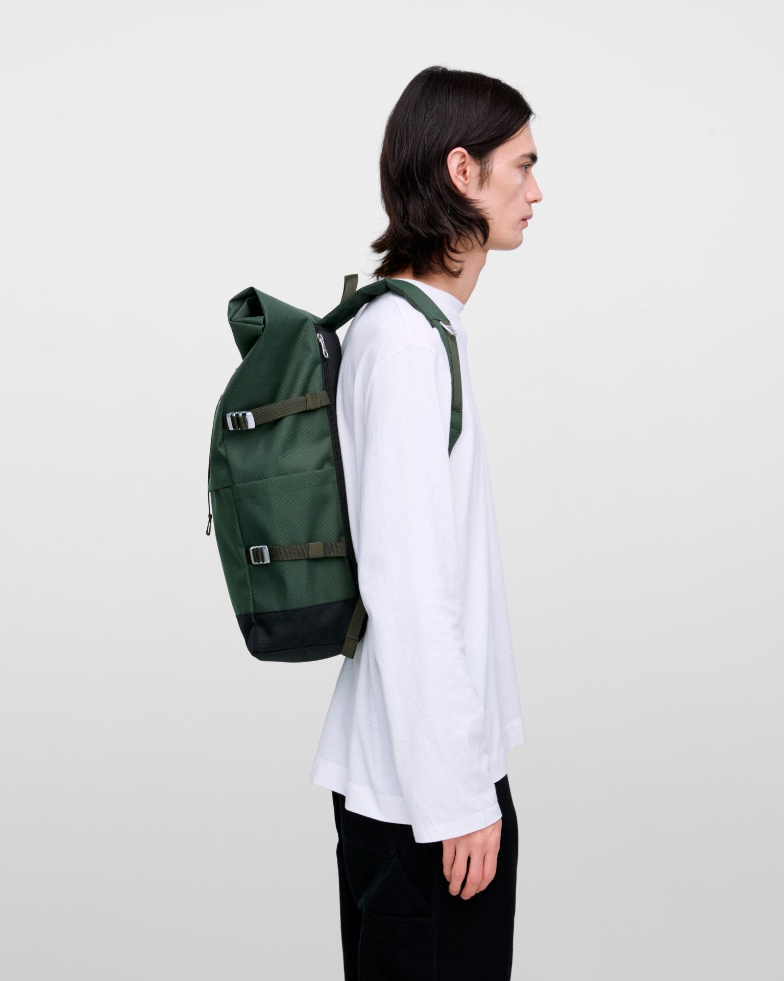 Icon 16" Rolltop Backpack - Dawn Green/Dark Brown Leather