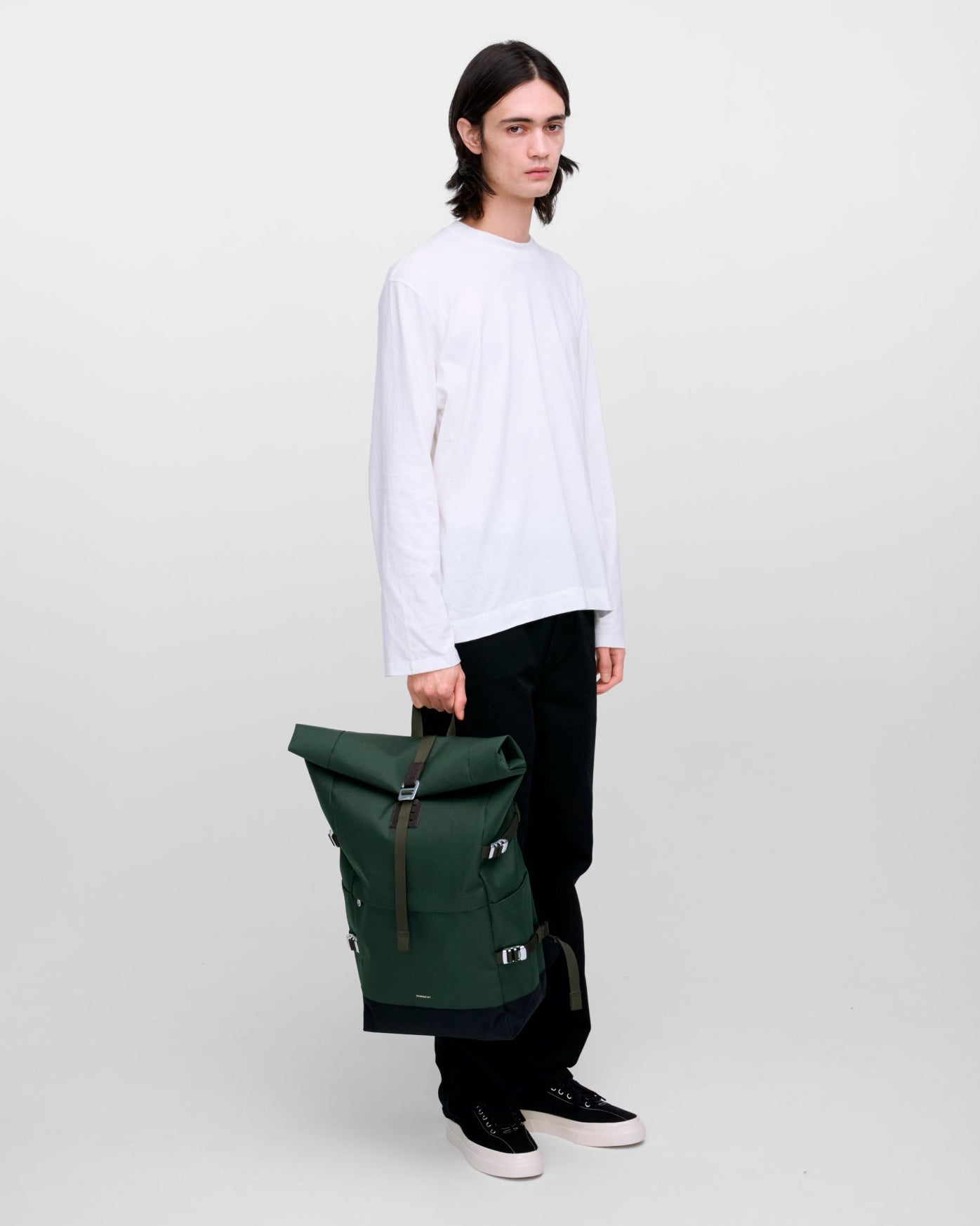 Icon 16" Rolltop Backpack - Dawn Green/Dark Brown Leather