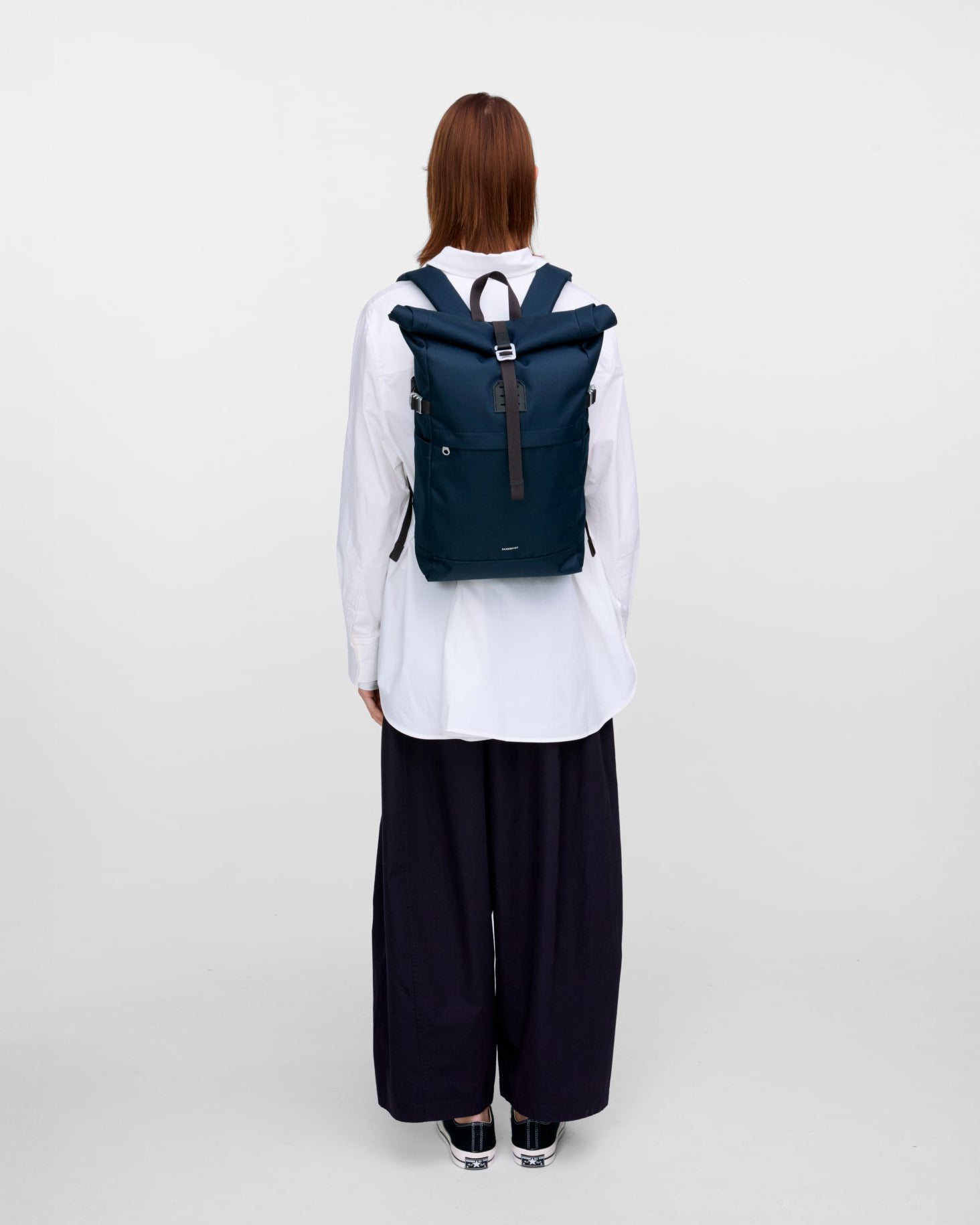 Icon 14" Rolltop Backpack - Navy & Black Leather
