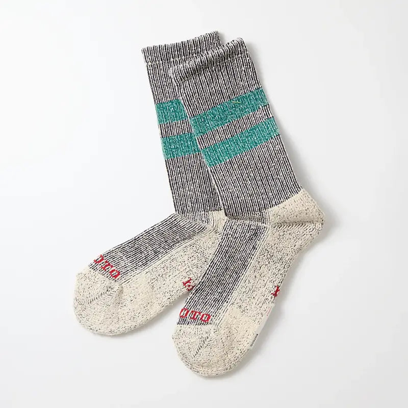 Pile Stripe Marl Sock - Navy/Sea Green