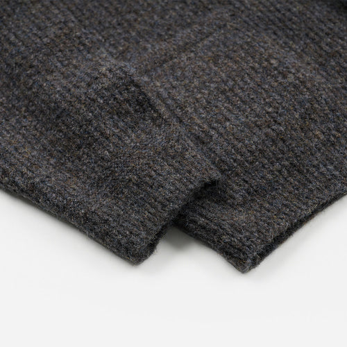 Brushed Wool Round Cardigan - Brown