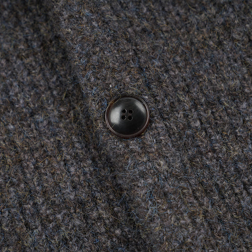 Brushed Wool Round Cardigan - Brown