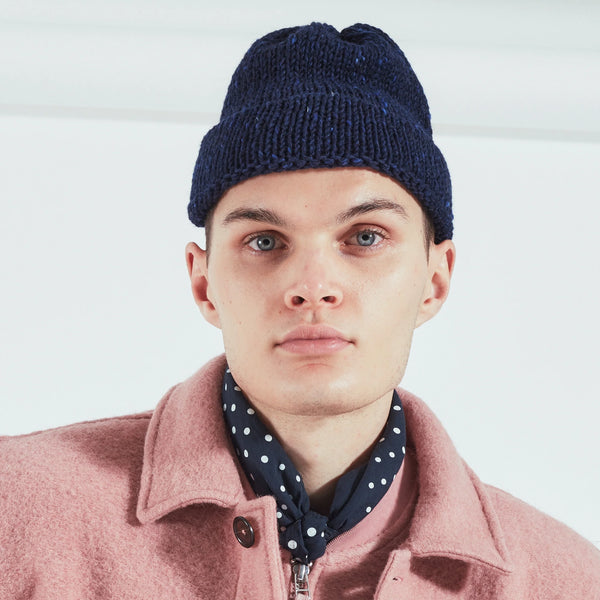 Kilcarra Wool Short Watch Cap - Navy Marl