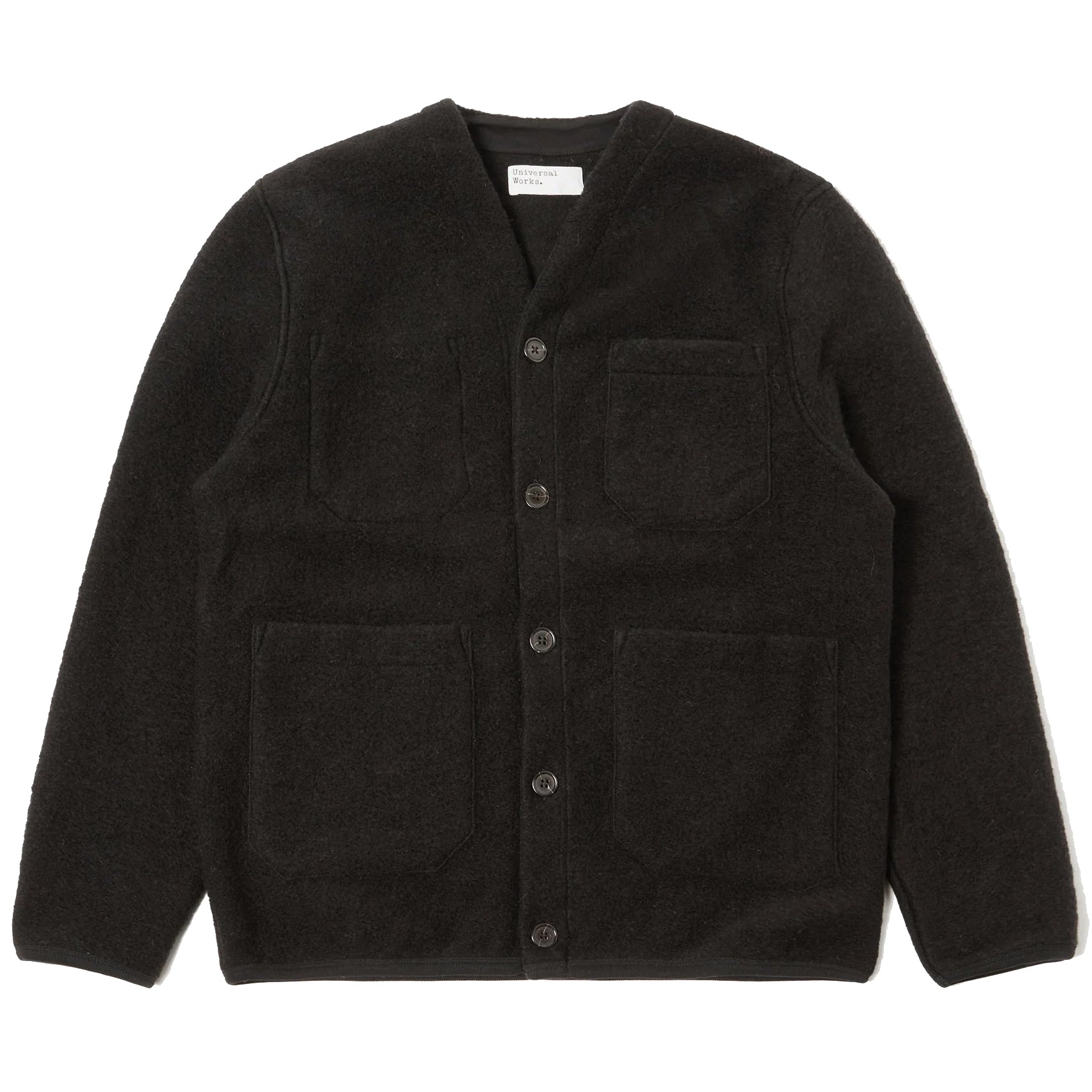 Cardigan - Black Wool Fleece