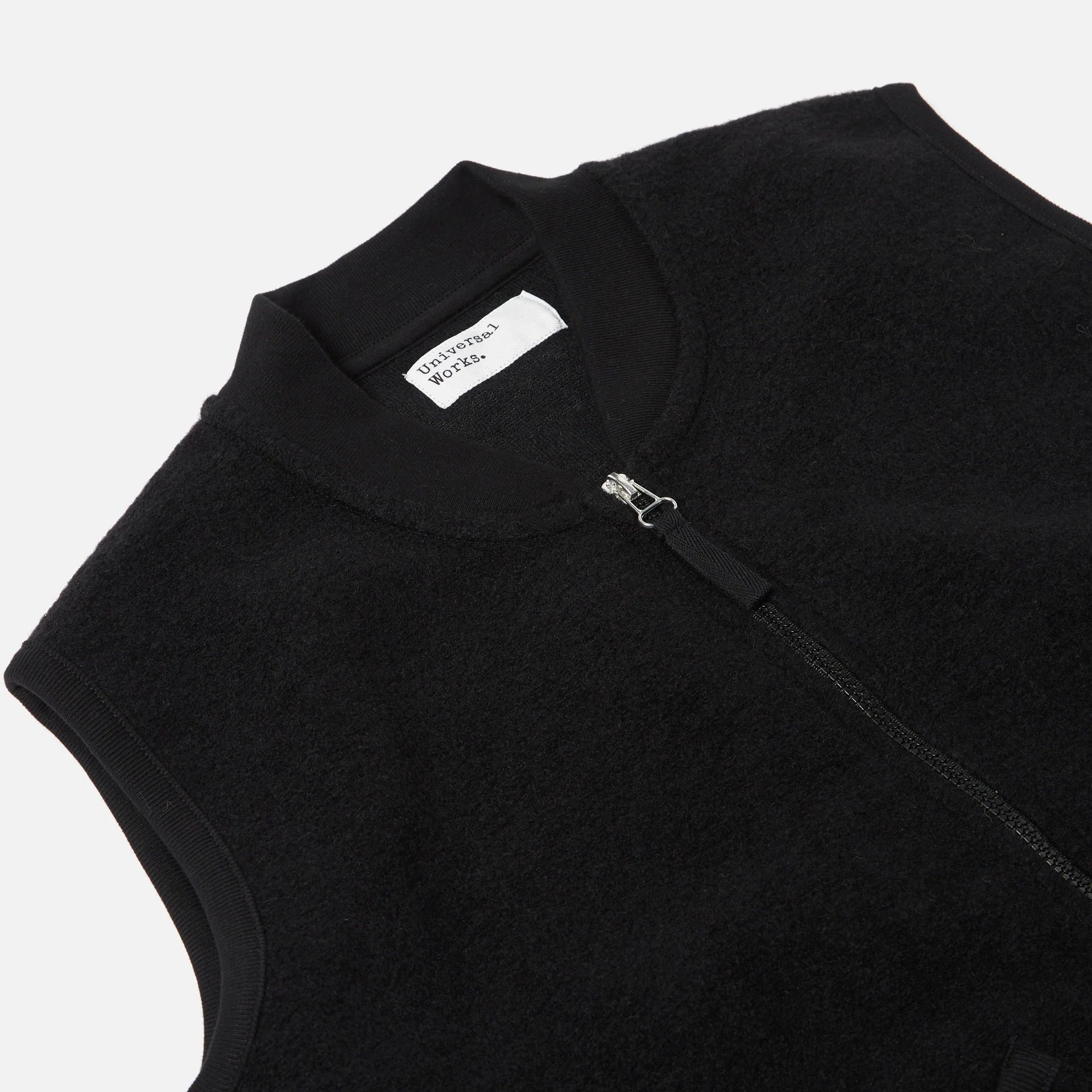 Zip Waistcoat - Black Wool Fleece