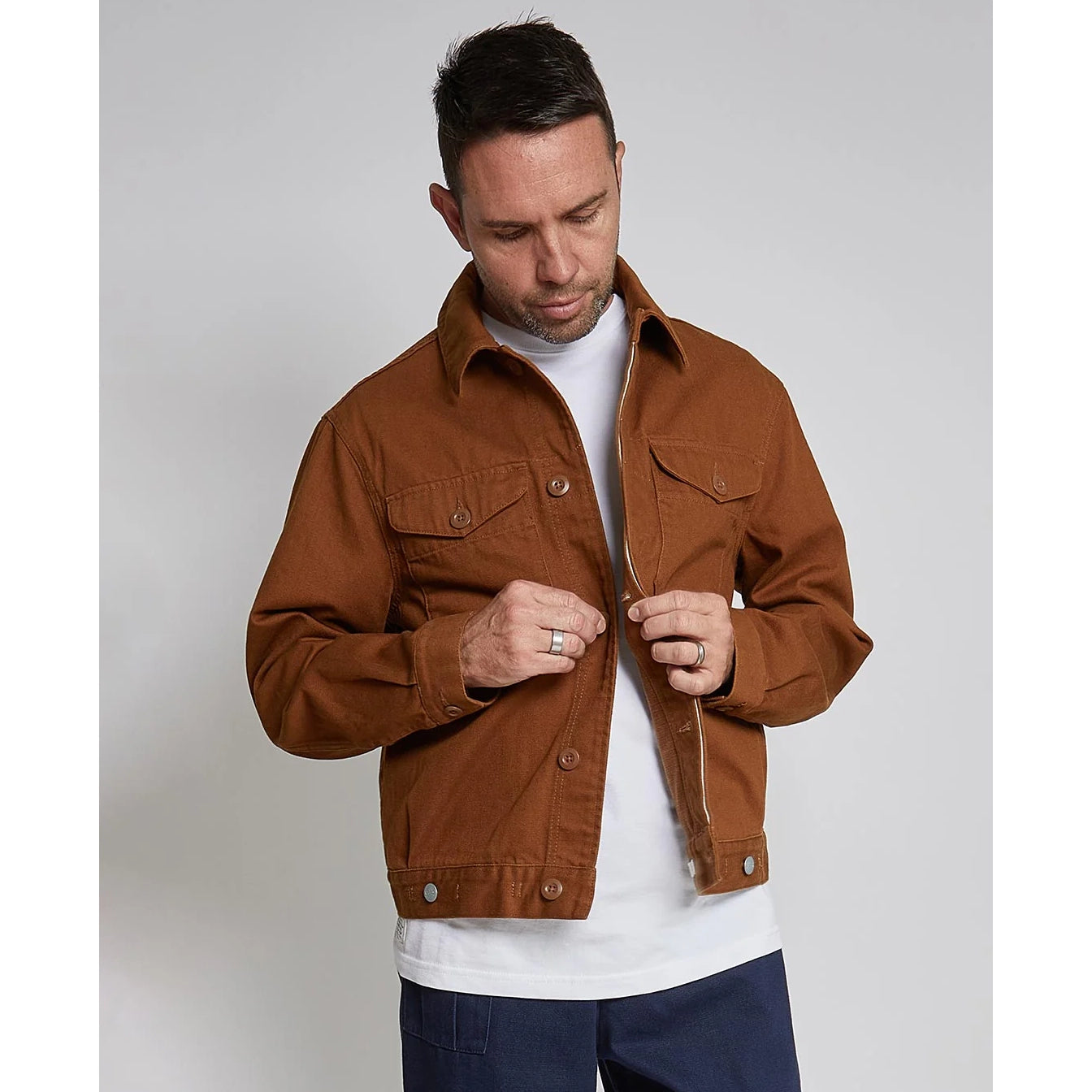 Buy online Nigel Cabourn Lybro Short Jacket Heavy Cotton Brown Frontiers Man Edinburgh