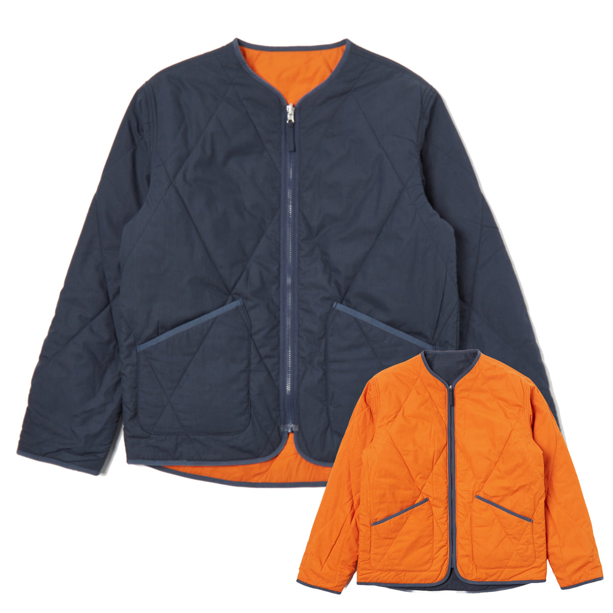 Reversible Military Liner Jacket - Navy/Orange Poly Tech