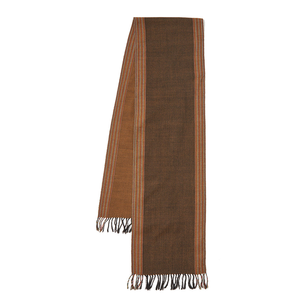 Wool Border Scarf - Brown