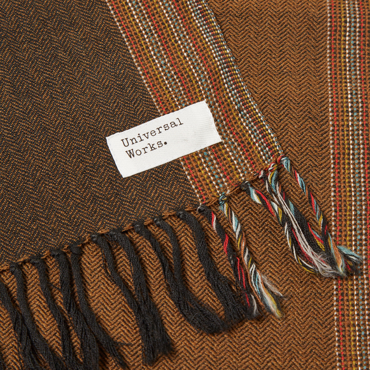 Wool Border Scarf - Brown