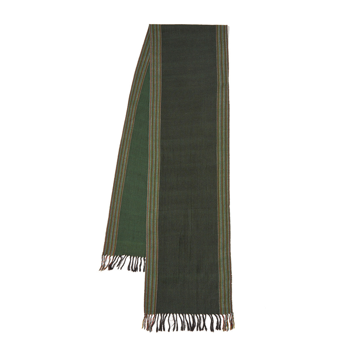 Wool Border Scarf - Forest