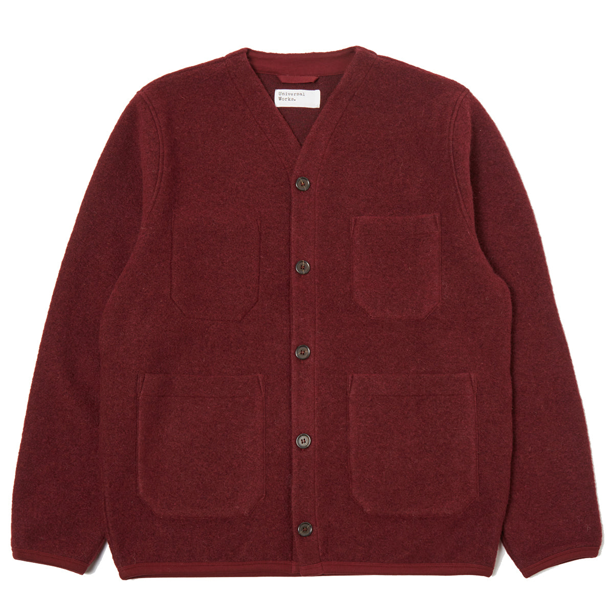 Cardigan - Deep Red Wool Fleece