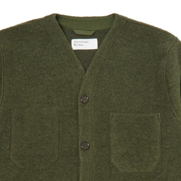 Cardigan - Olive Wool Fleece