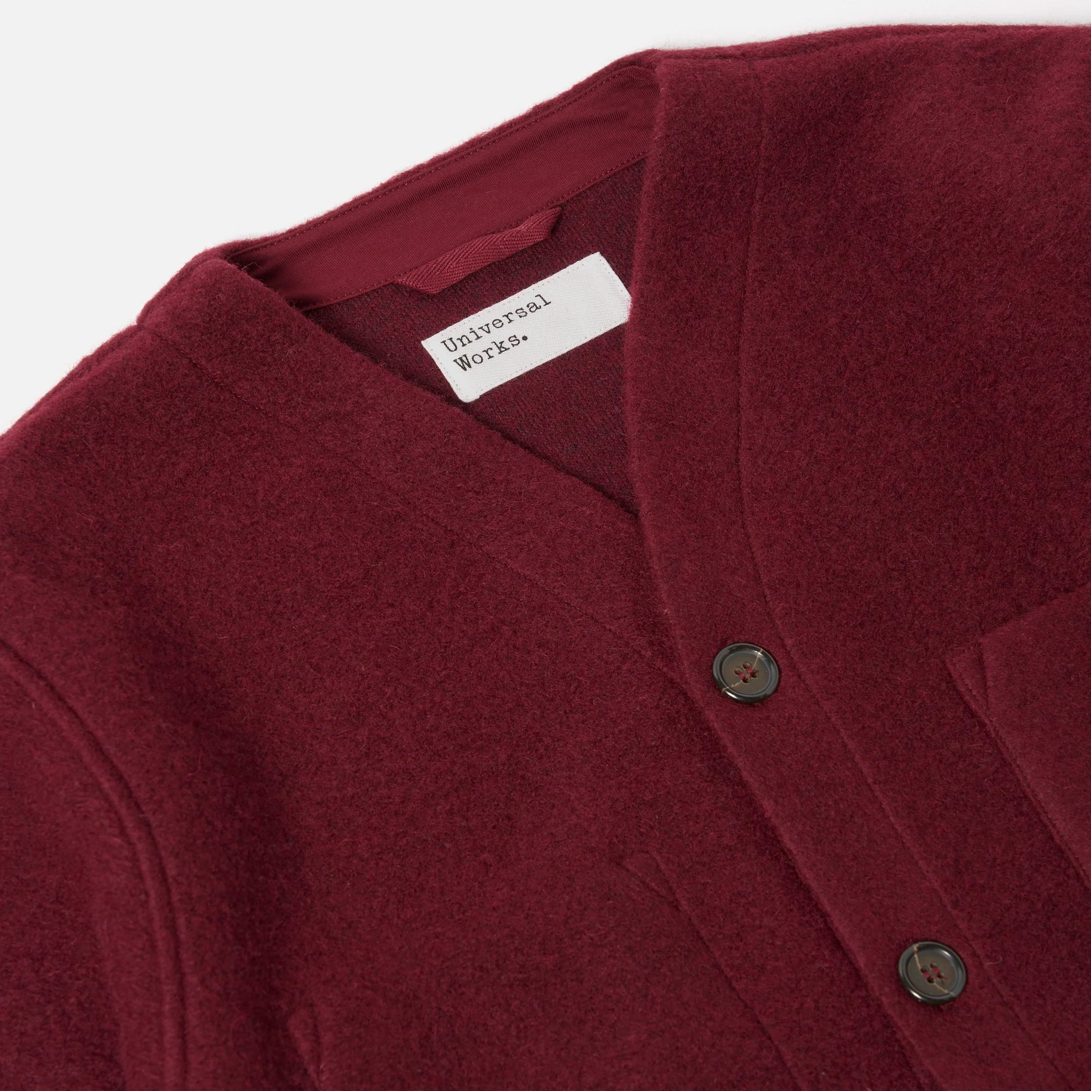 Cardigan - Deep Red Wool Fleece