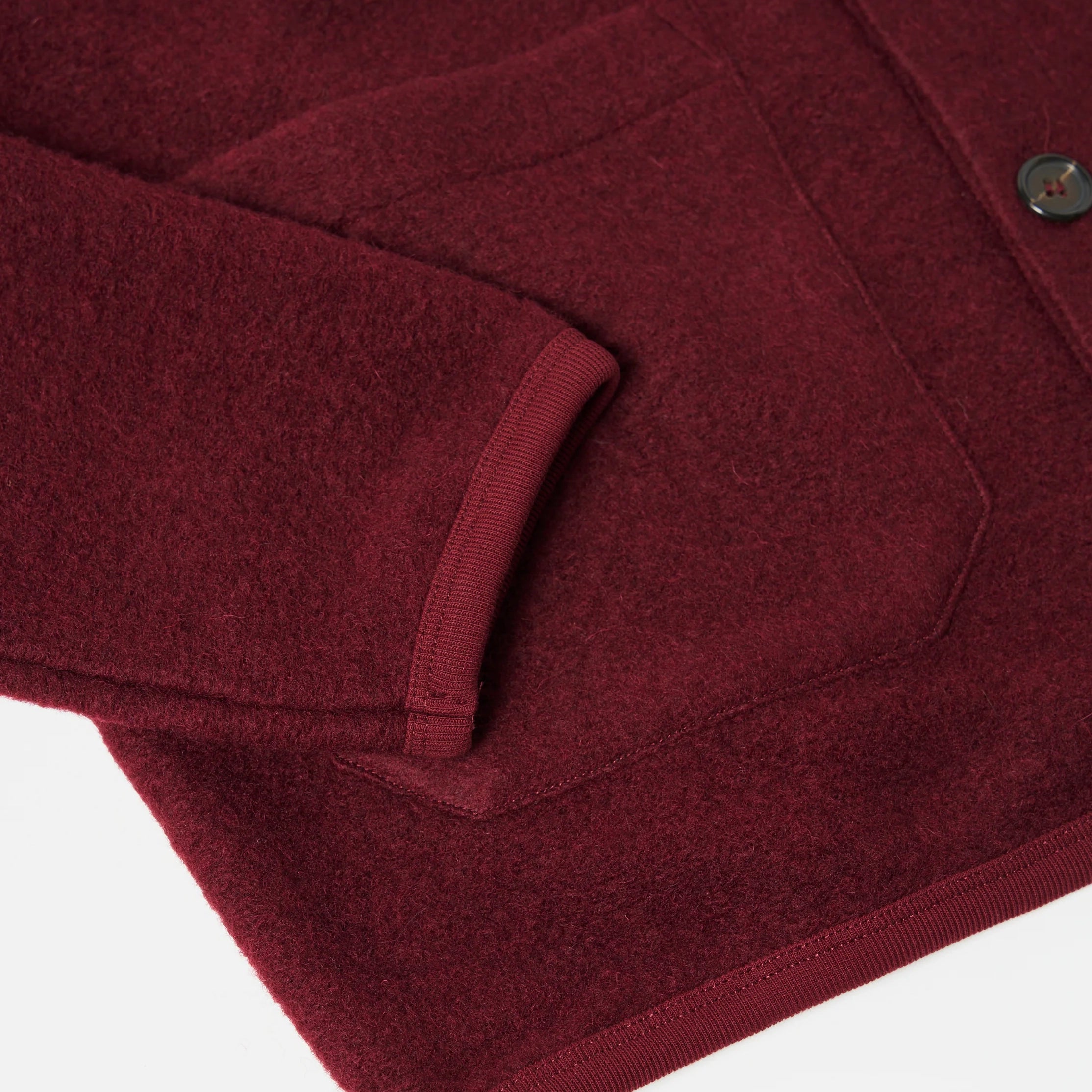 Cardigan - Deep Red Wool Fleece