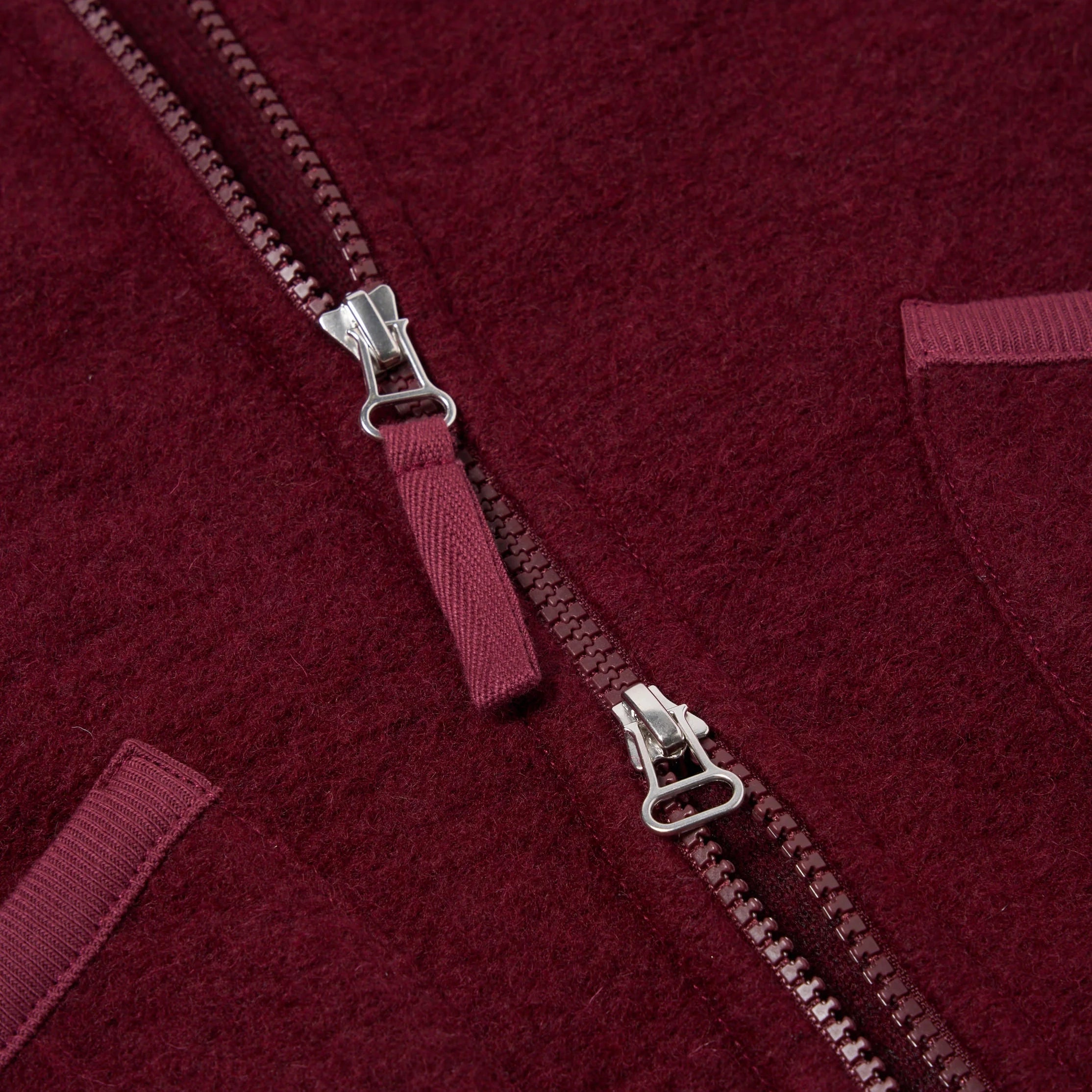 Zip Waistcoat - Deep Red Wool Fleece