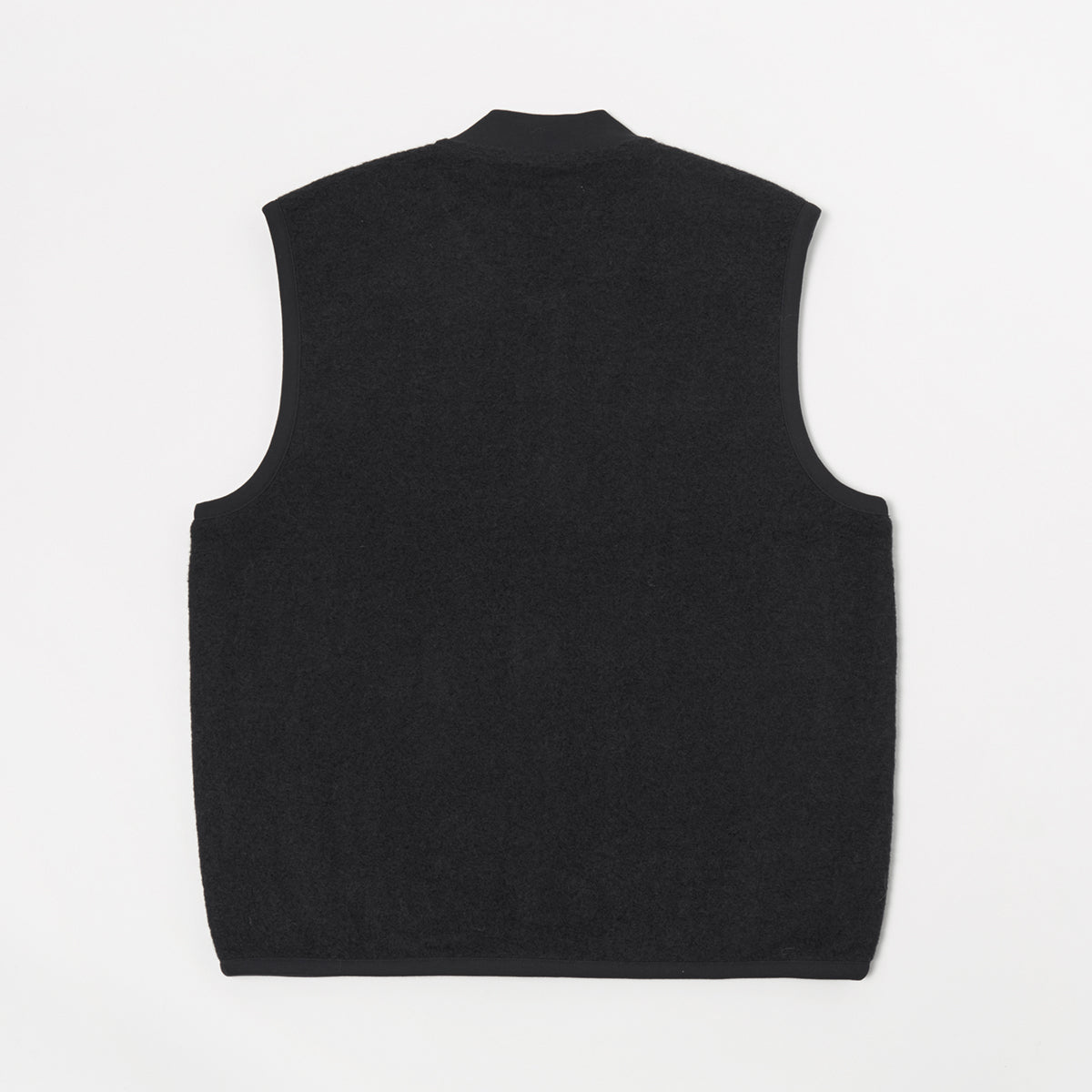 Zip Waistcoat - Black Wool Fleece