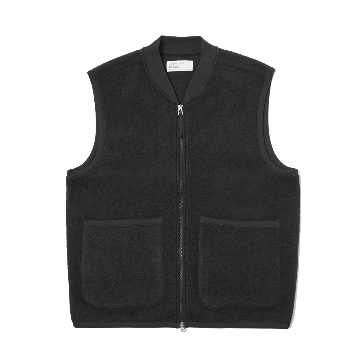 Zip Waistcoat - Black Wool Fleece