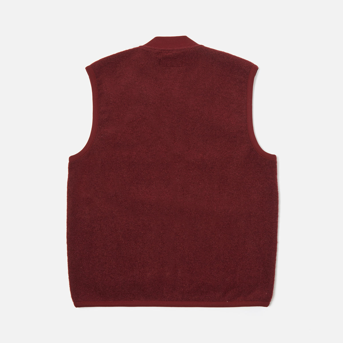 Zip Waistcoat - Deep Red Wool Fleece