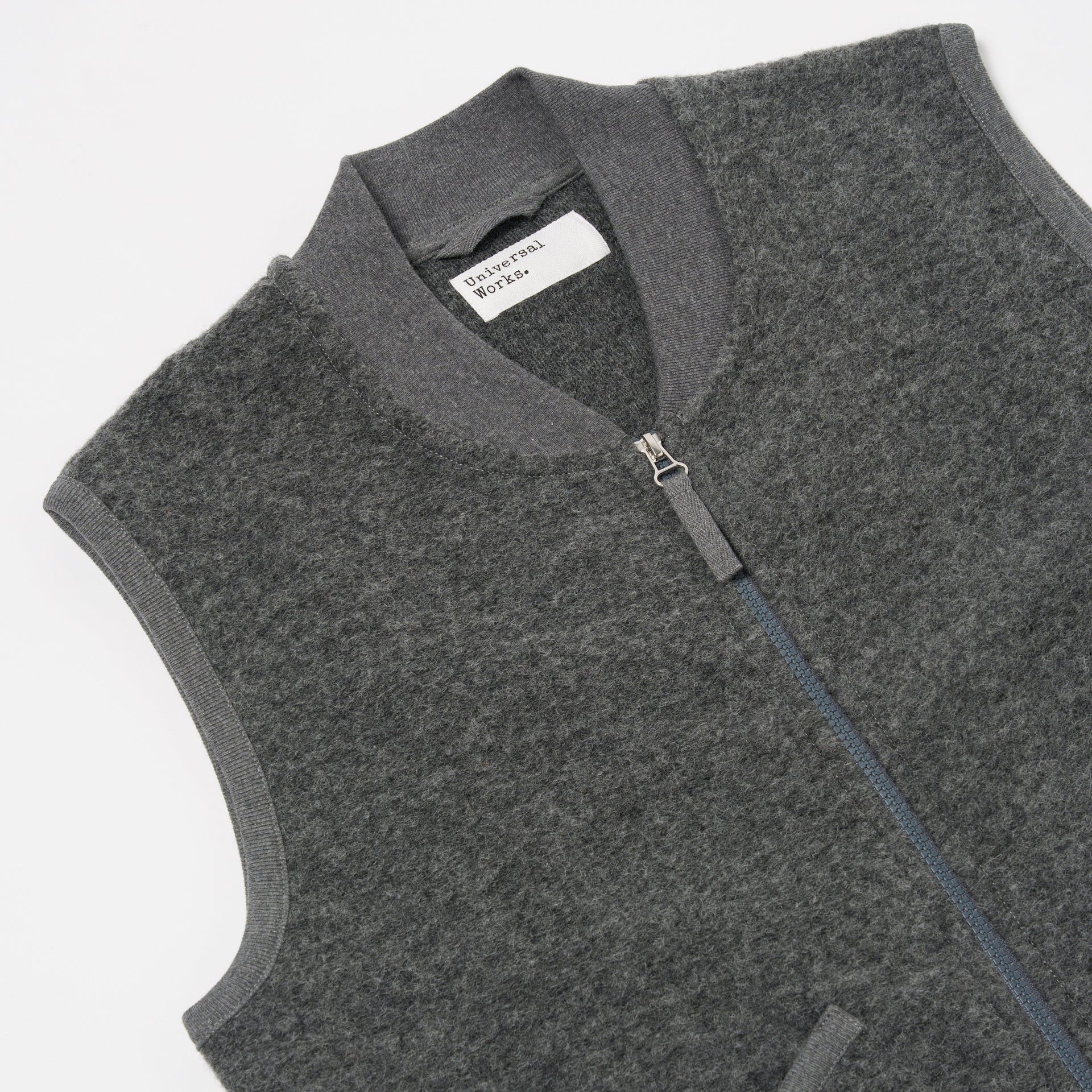 Zip Waistcoat - Grey Marl Wool Fleece