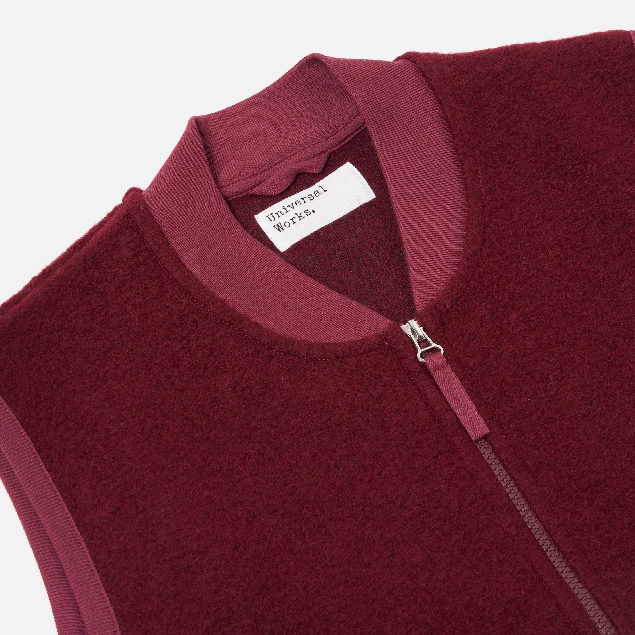 Zip Waistcoat - Deep Red Wool Fleece