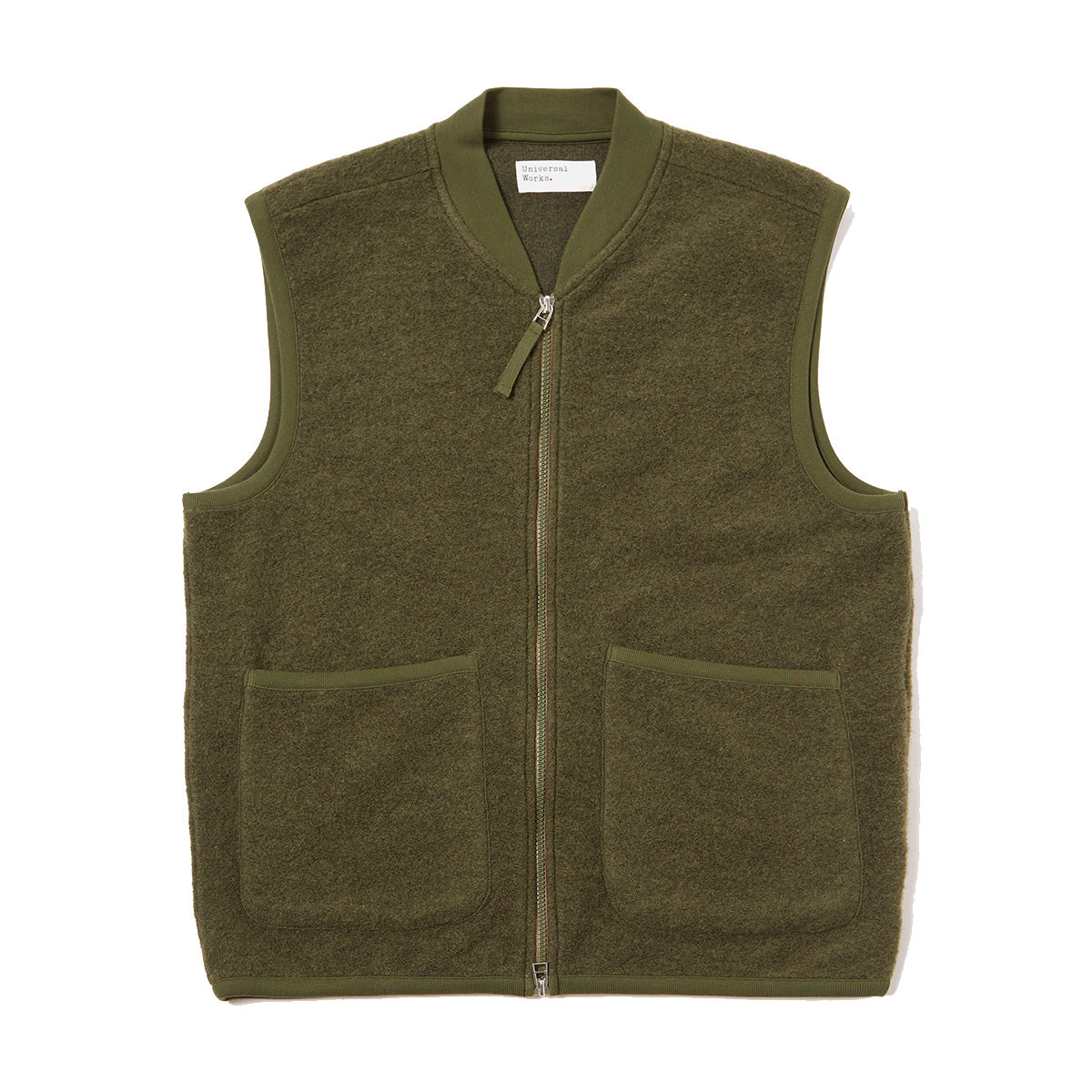 Zip Waistcoat - Olive Wool Fleece