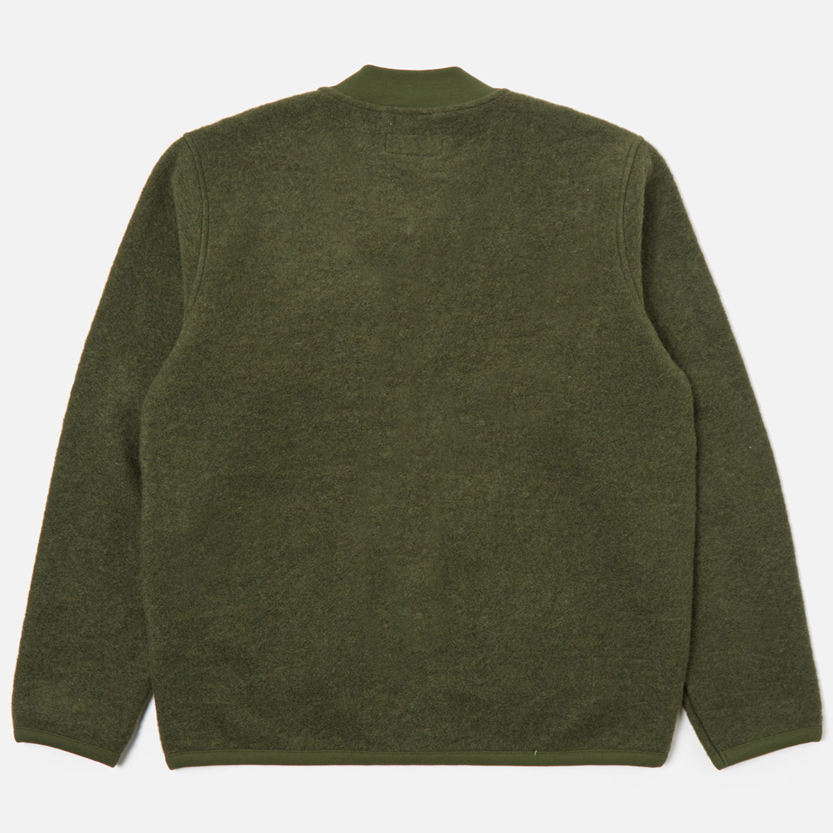 Zip Bomber - Olive Wool Fleece