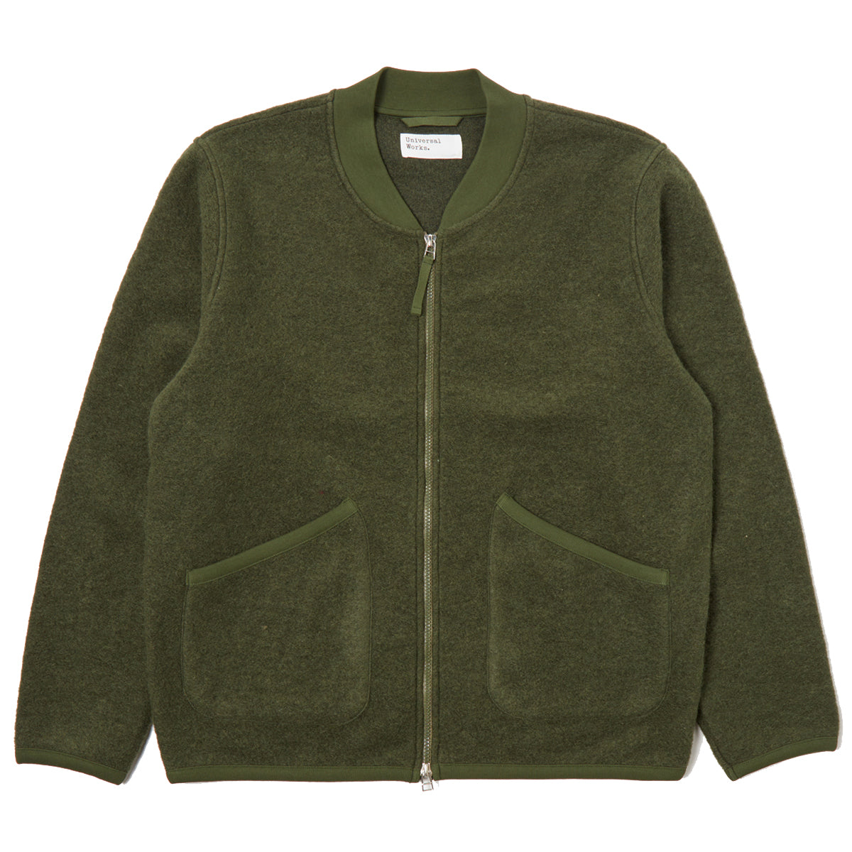 Zip Bomber - Olive Wool Fleece