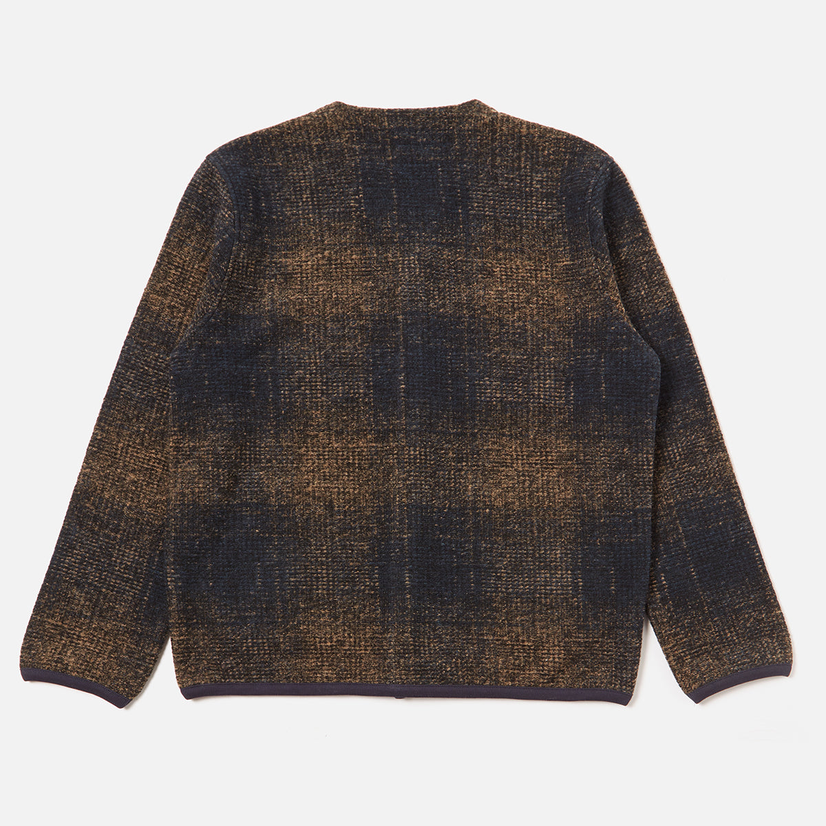 Cardigan - Navy/Sand Agu Check Fleece