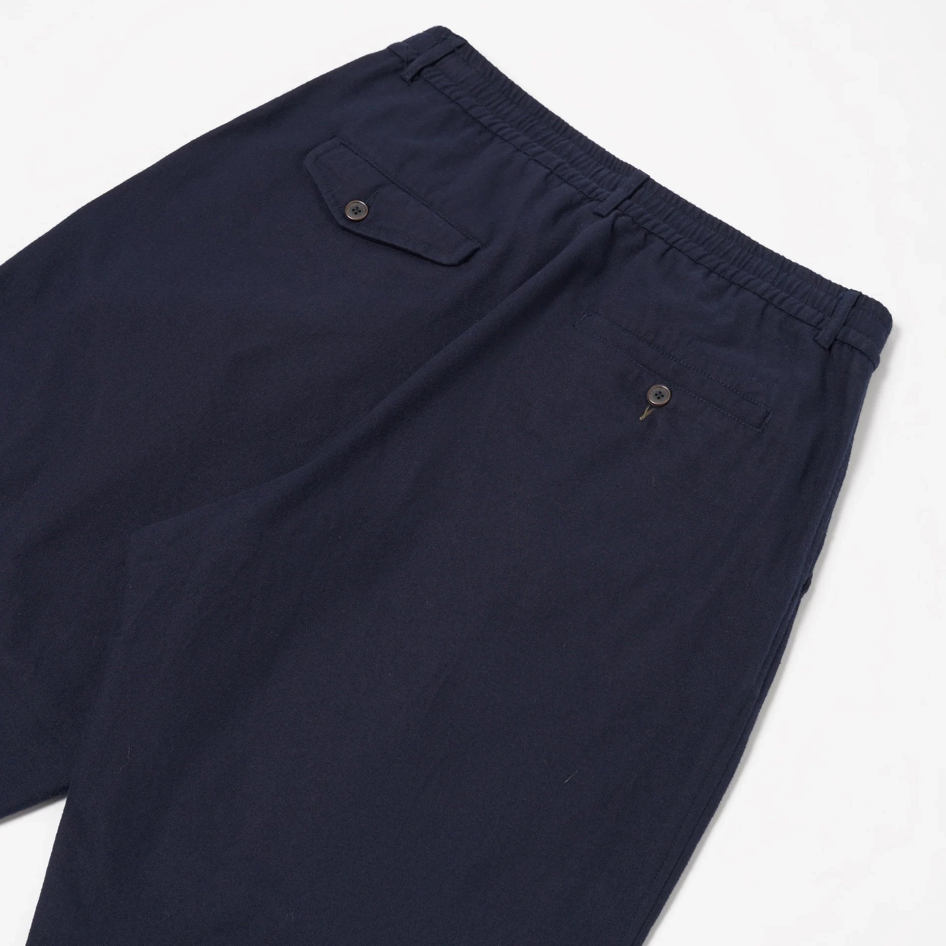 Pleated Track Pants - Navy Brushed Moleskin