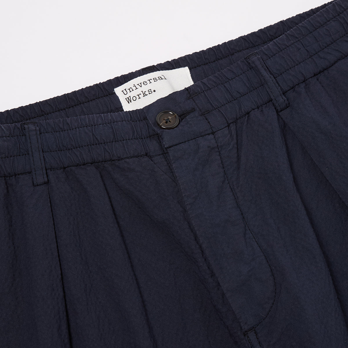 Pleated Track Pant - Navy Seersucker