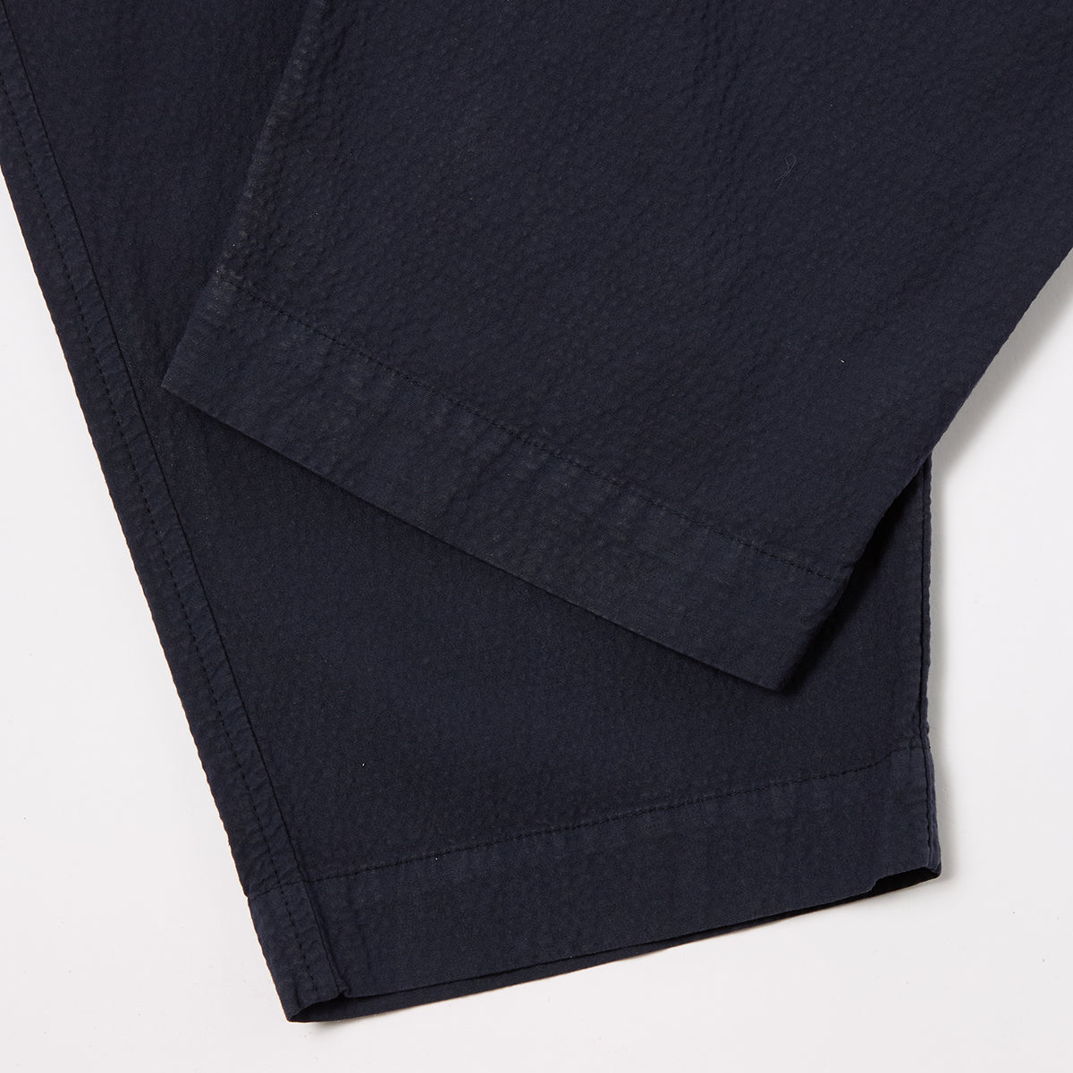 Pleated Track Pant - Navy Seersucker