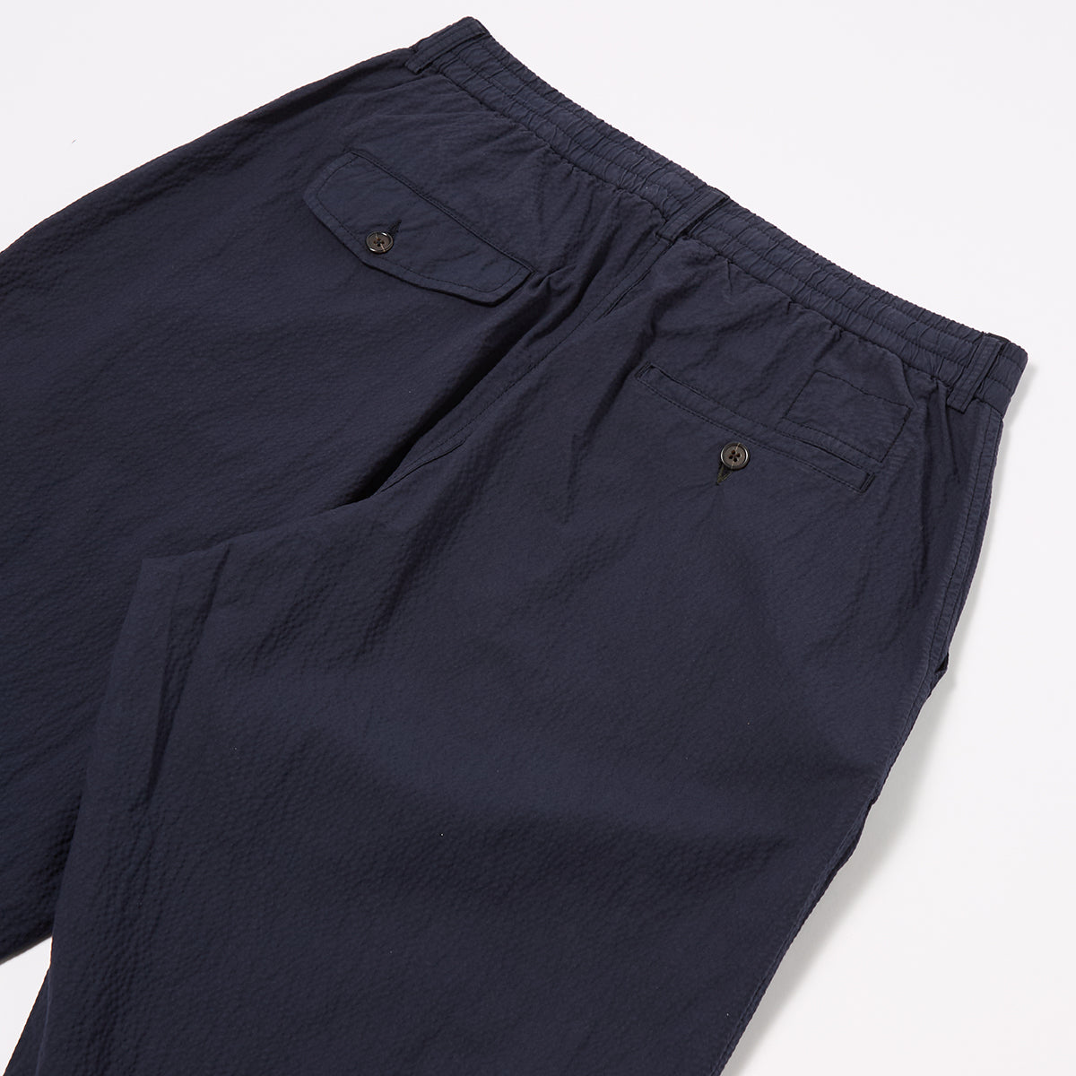 Pleated Track Pant - Navy Seersucker