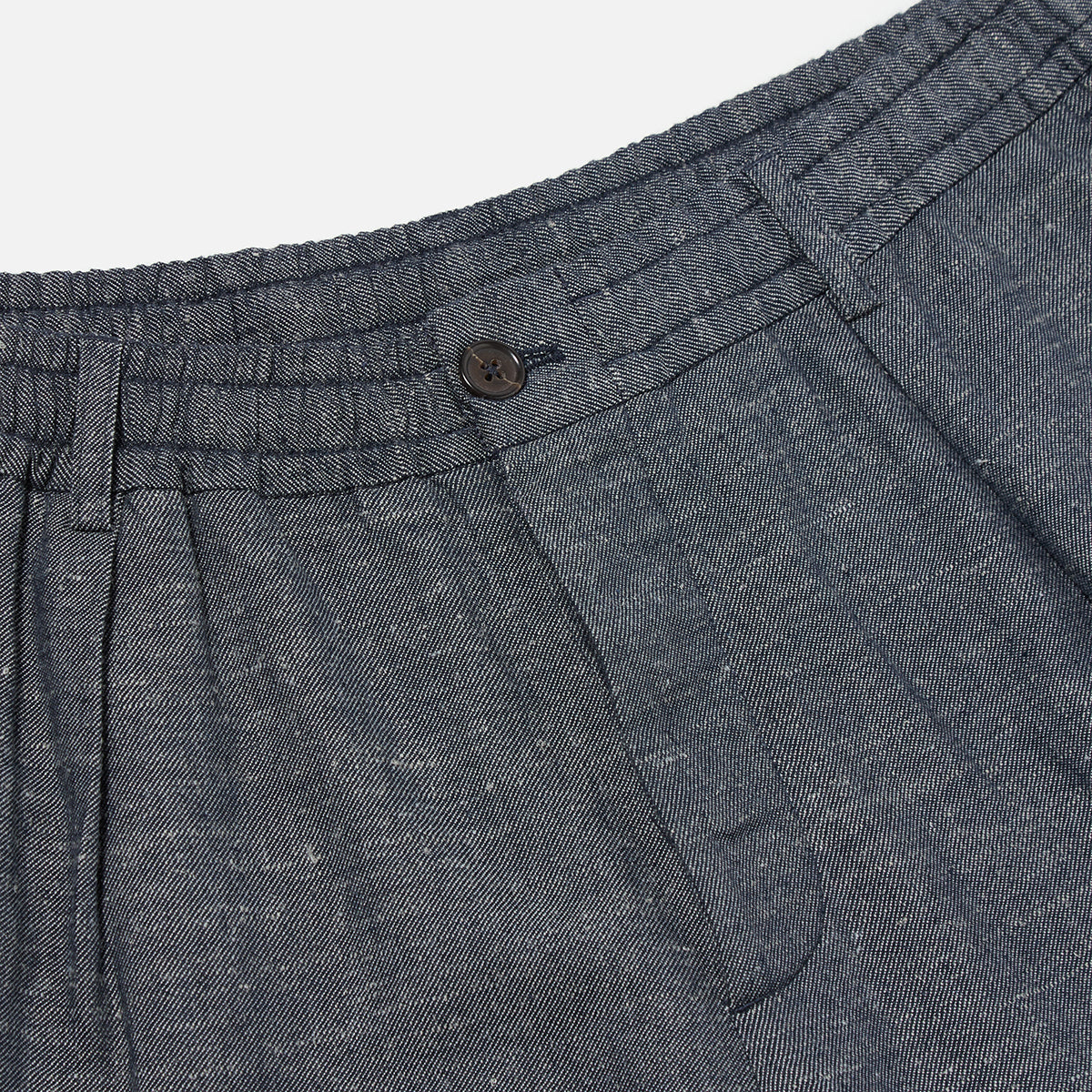 Pleated Track Pant - Denim Lord Cotton Linen