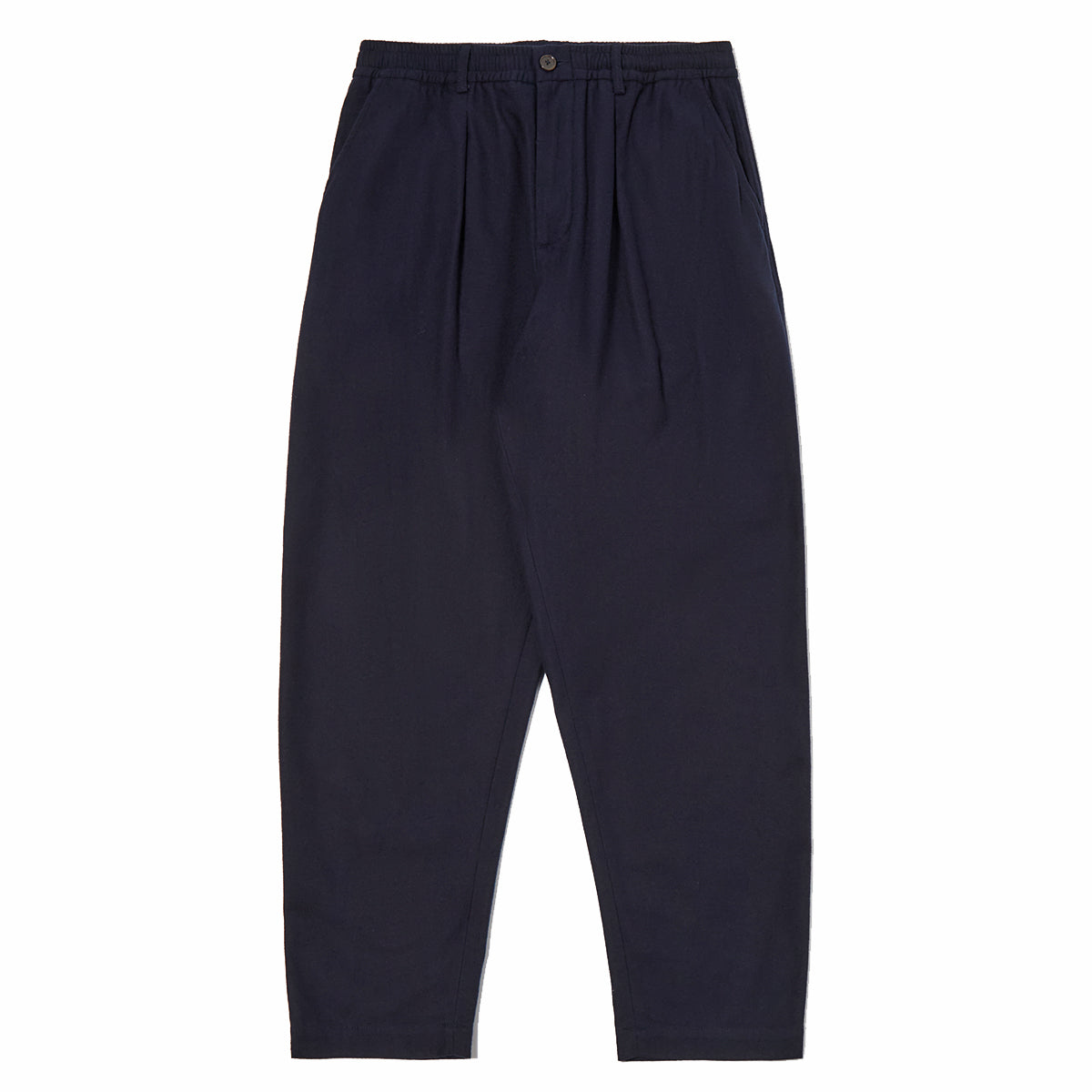 Pleated Track Pant - Navy Brushed Moleskin
