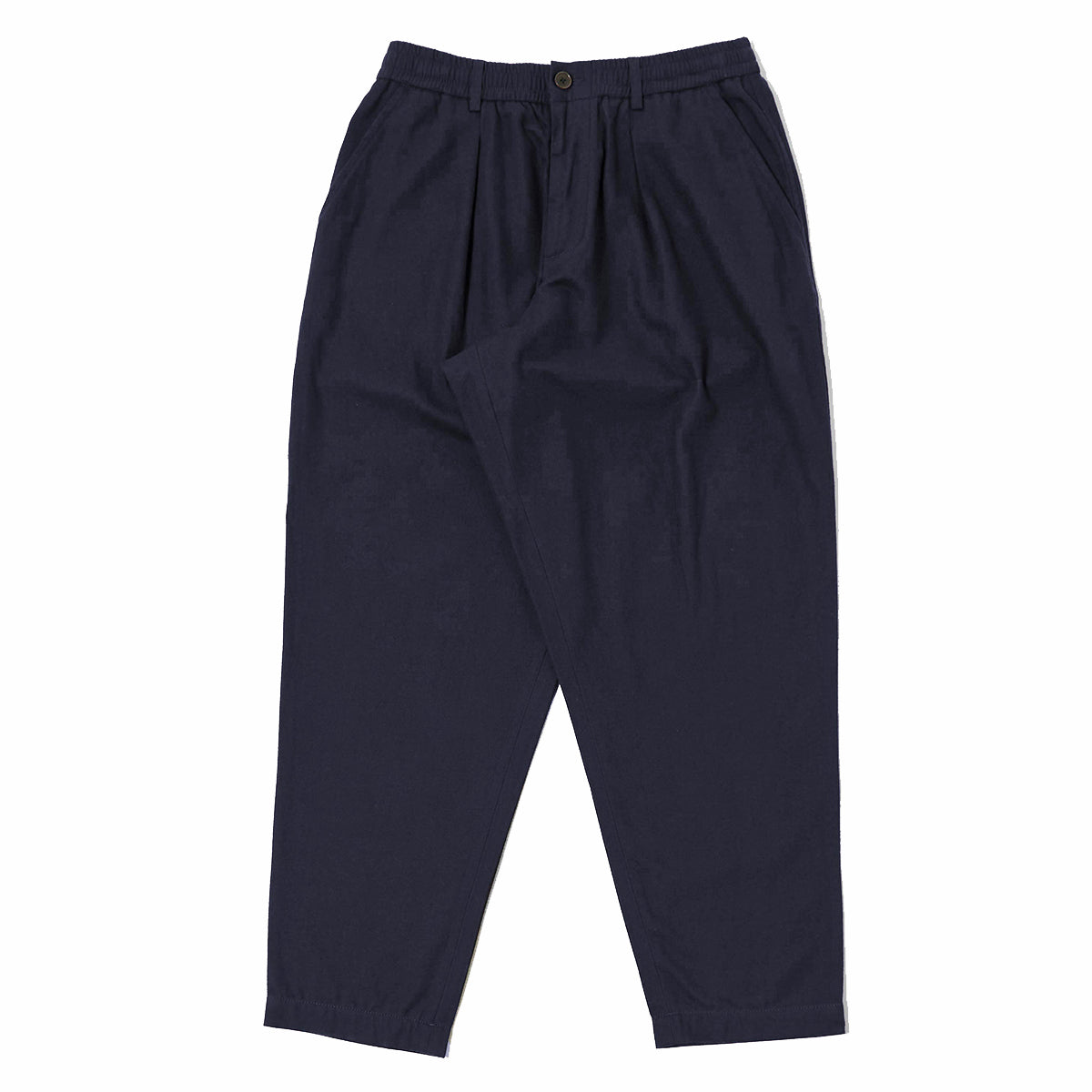 Pleated Track Pant - Navy Brushed Moleskin