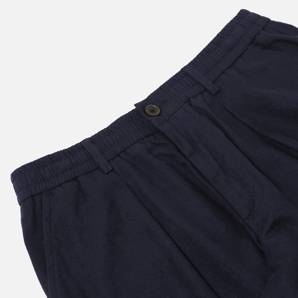 Pleated Track Pant - Navy Brushed Moleskin