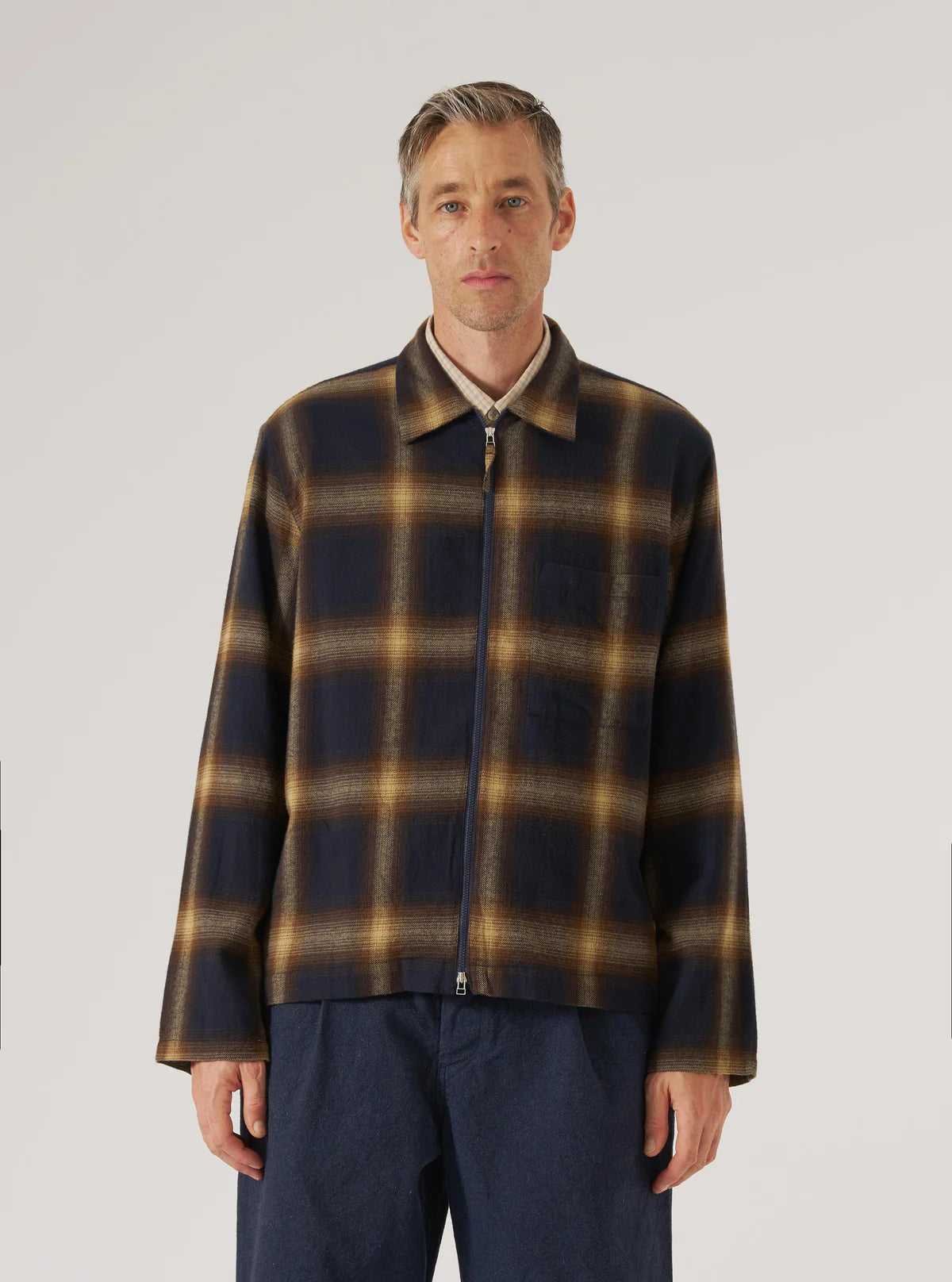 Zip Shirt - Navy Canyon Check
