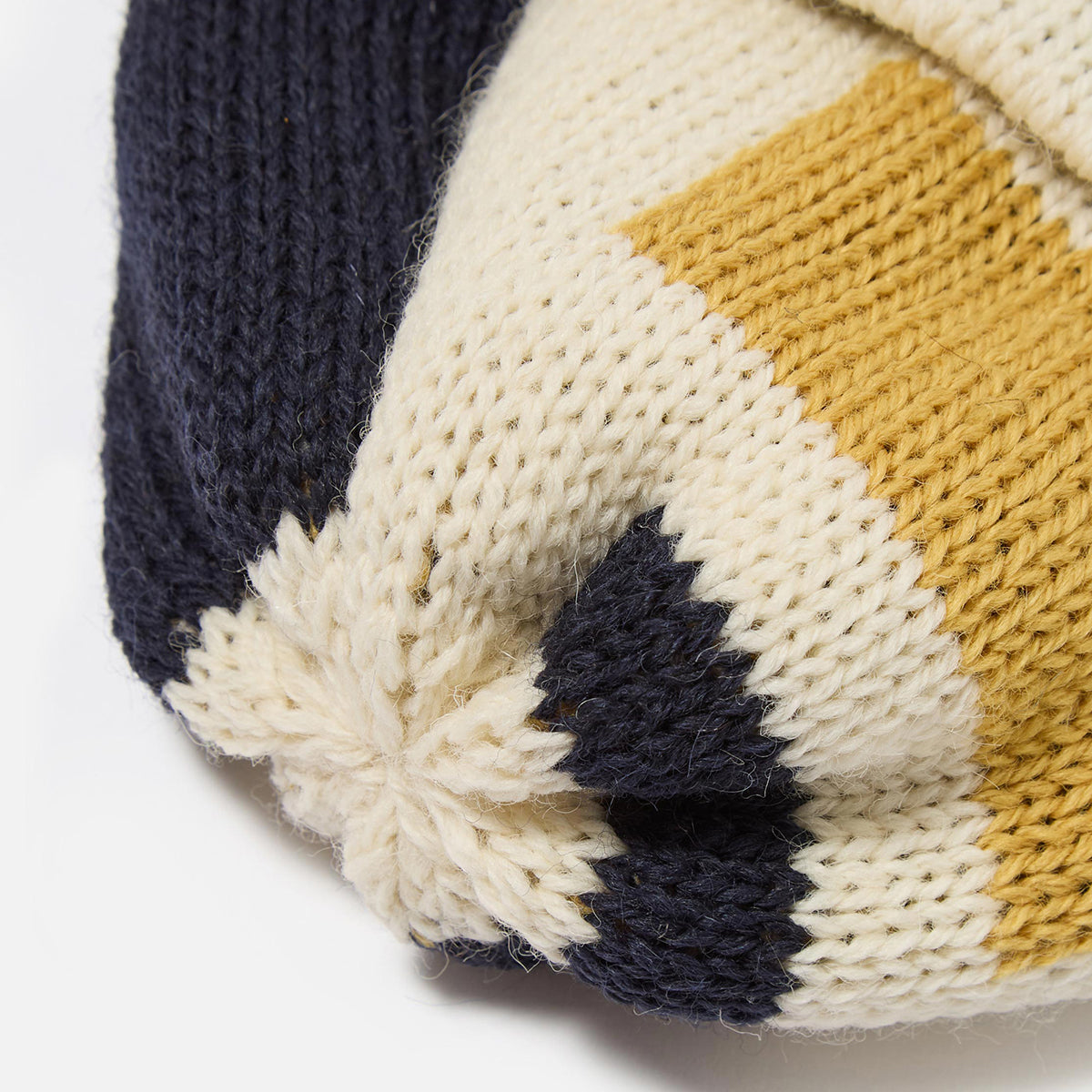 Short Watch Cap - Ecru/Navy/Yellow British Wool