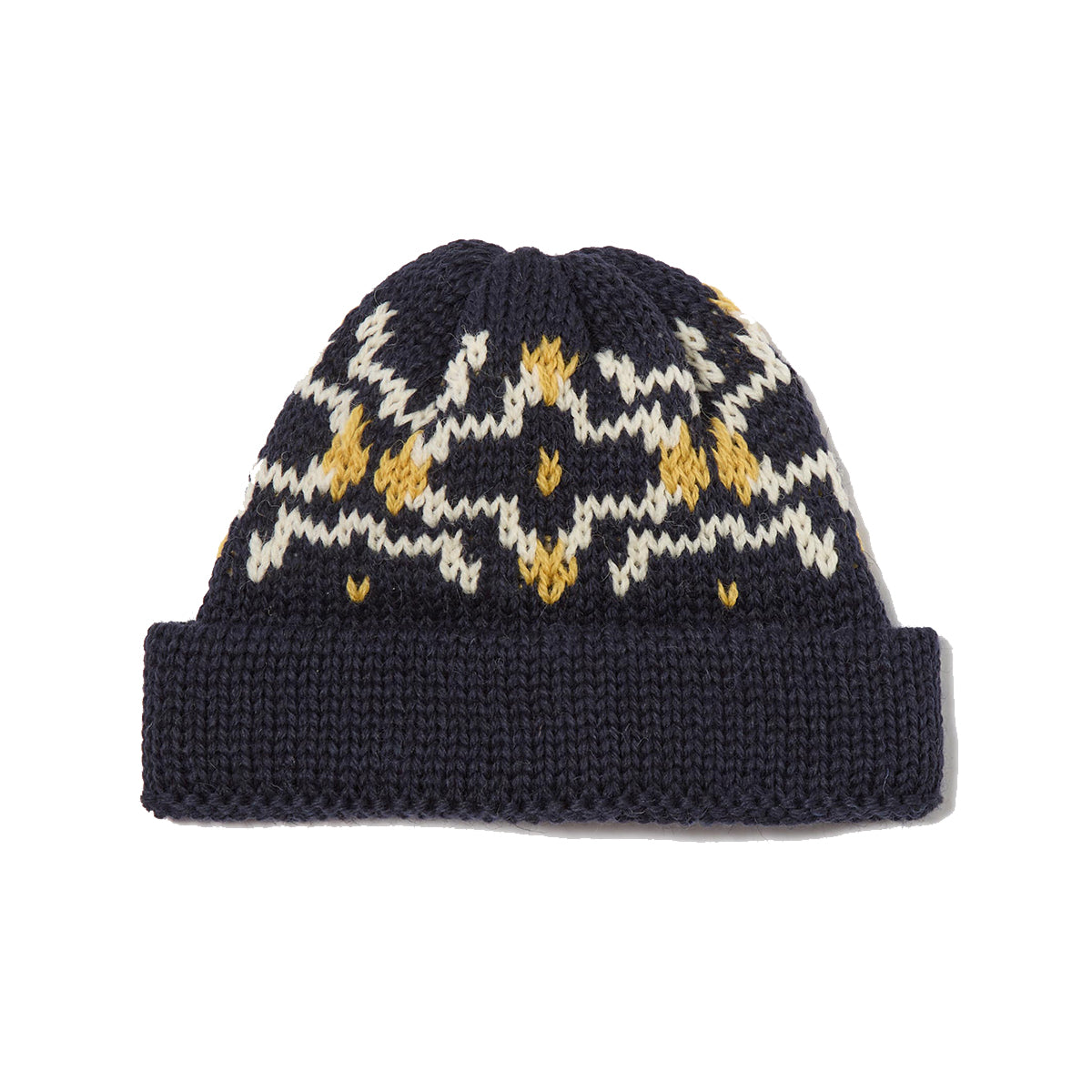 Short Watch Cap - Navy/Ecru British Wool