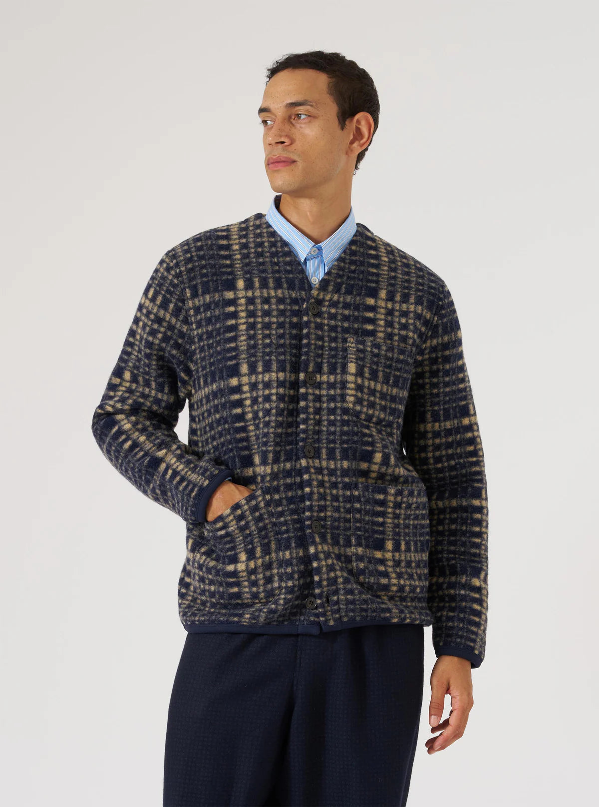Cardigan - Navy Telepass Fleece