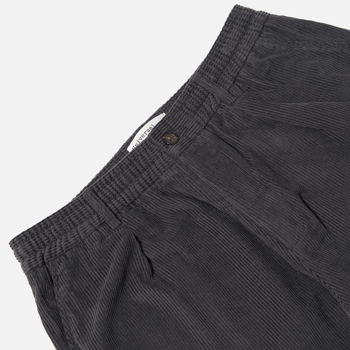 Pleated Track Pant - Charcoal Cord