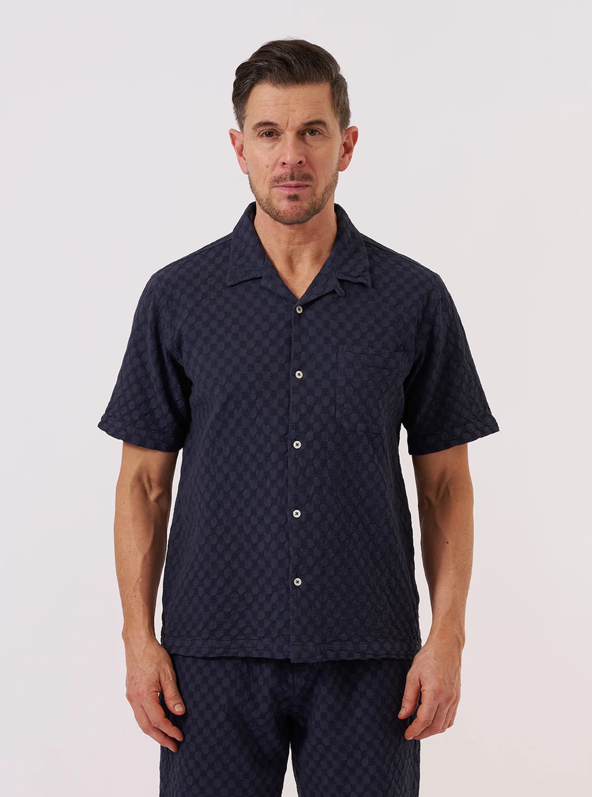 Road Shirt - Navy Dot Waffle
