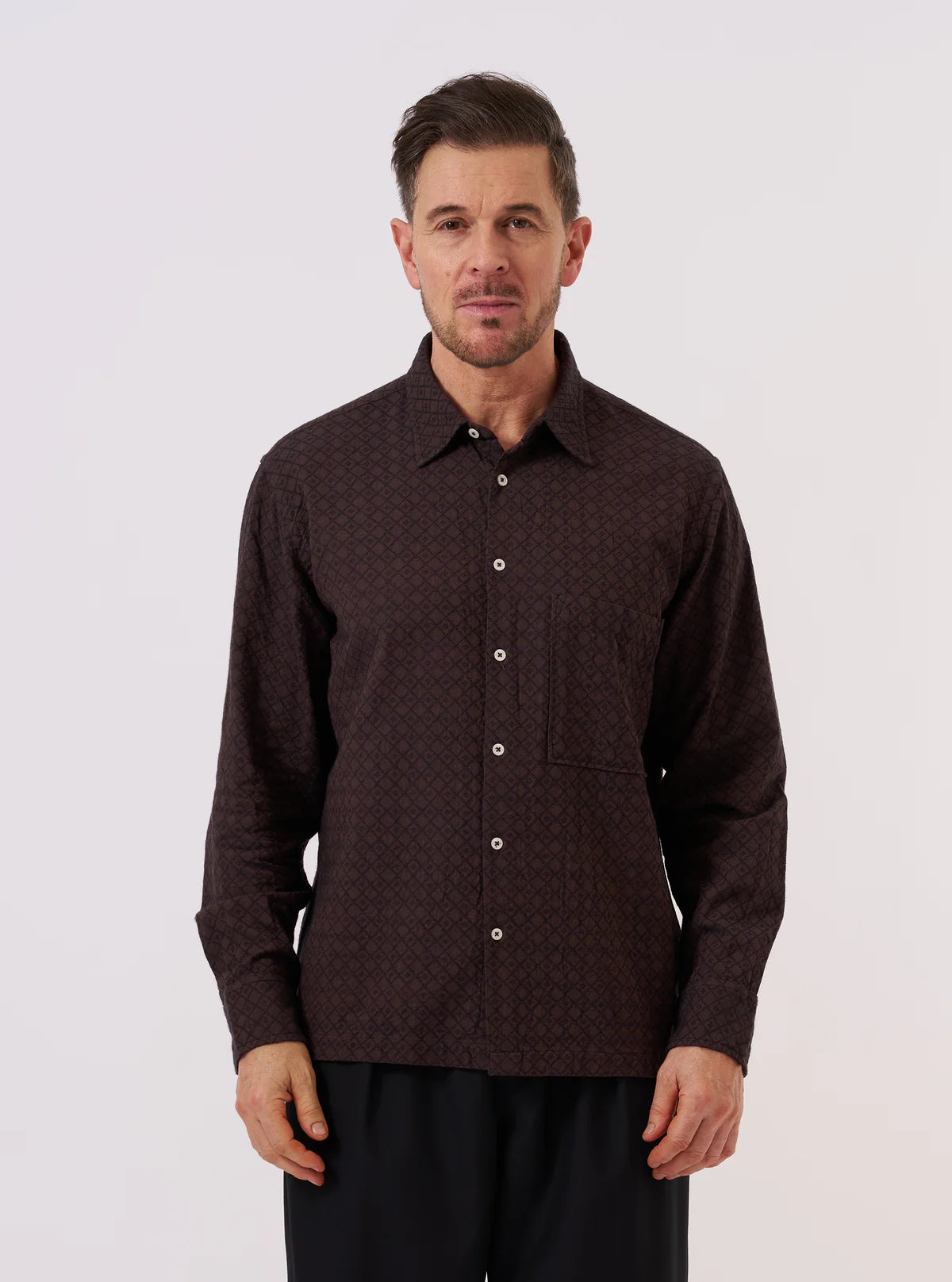 Lucky Shirt - Brown Diamond Dobby