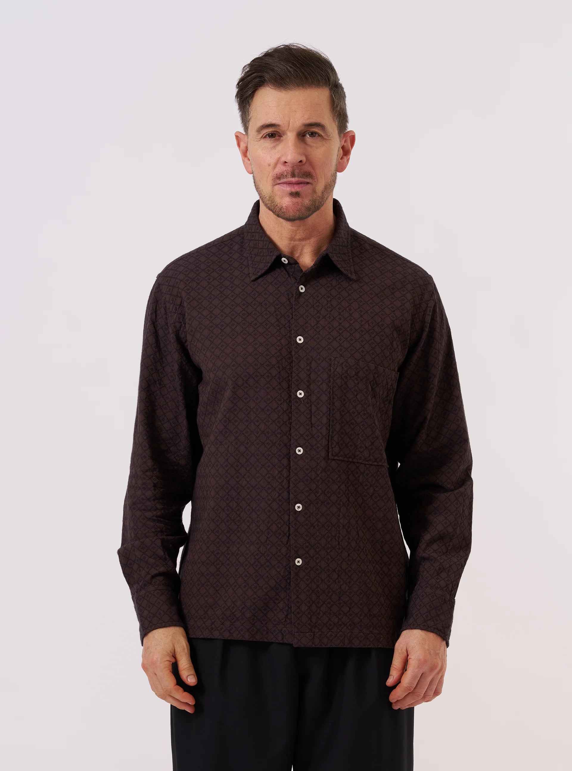 Lucky Shirt - Brown Diamond Dobby