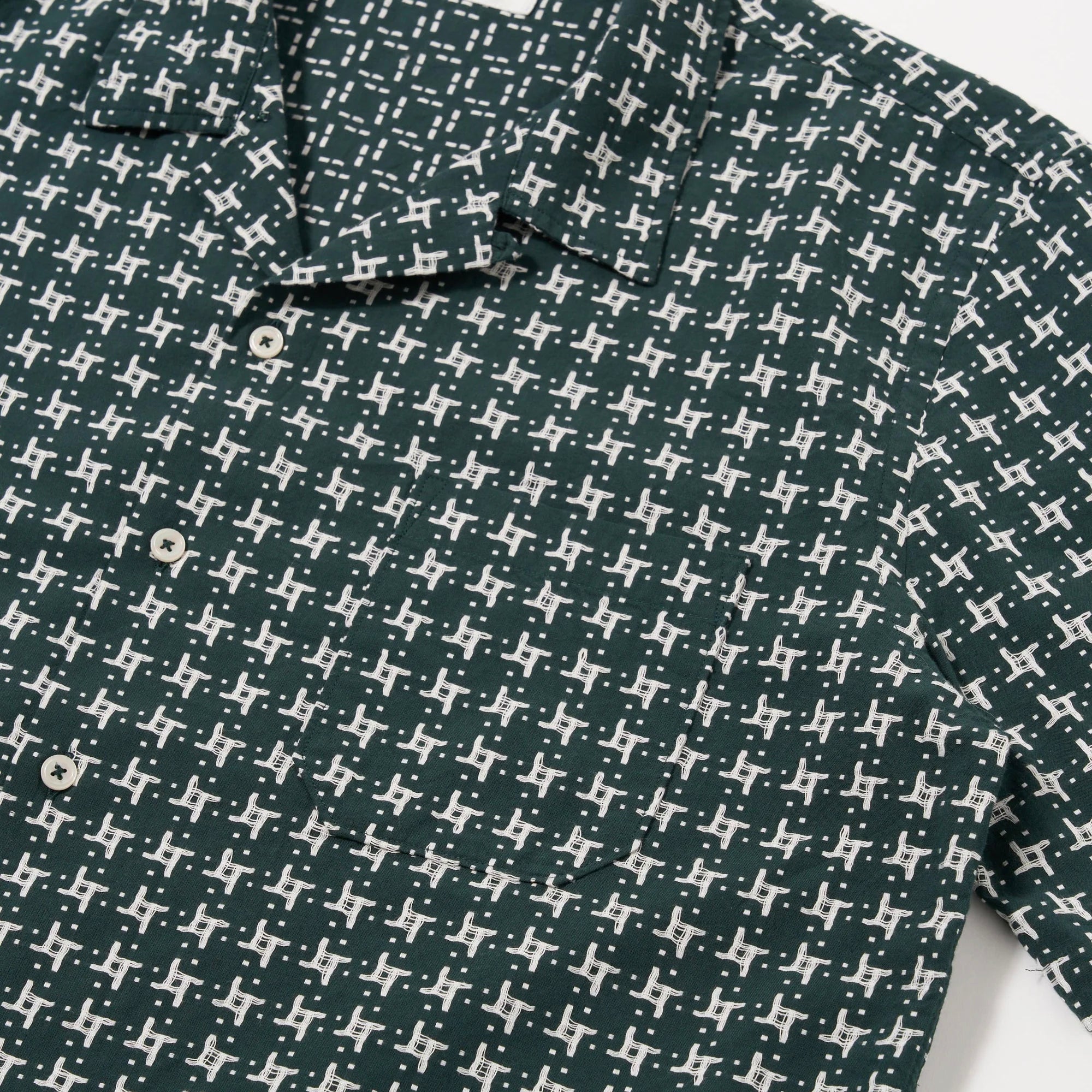 Road Shirt - Green/White Rhodes 8 Cotton