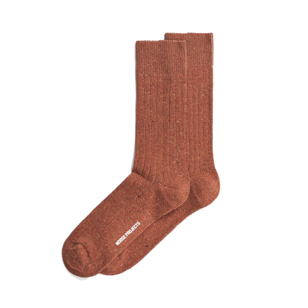 Bjarki Neps Wool Rib Socks - Golden Orange