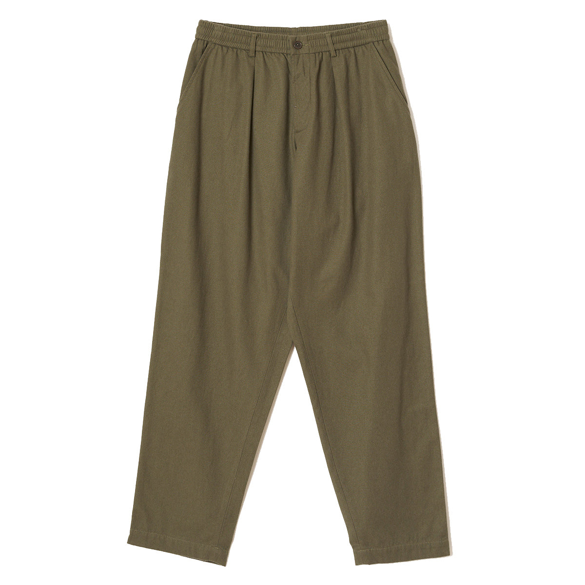 Pleated Track Pant - Olive Brushed Moleskin